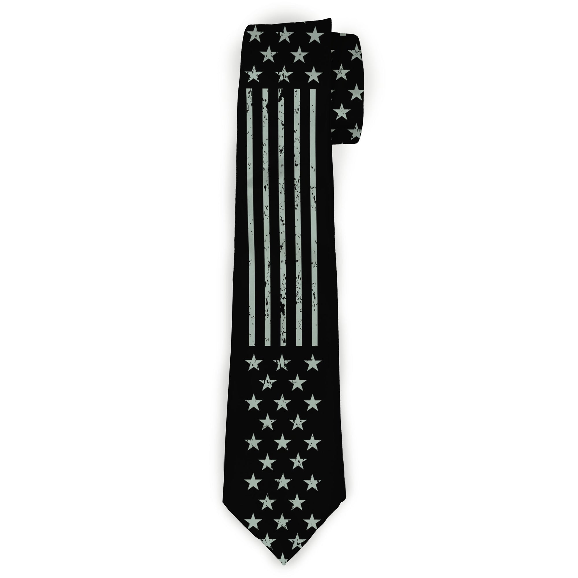 Buckle-Down Necktie - Americana Stars & Stripes2 Weathered Black/Gray Neckties Buckle-Down