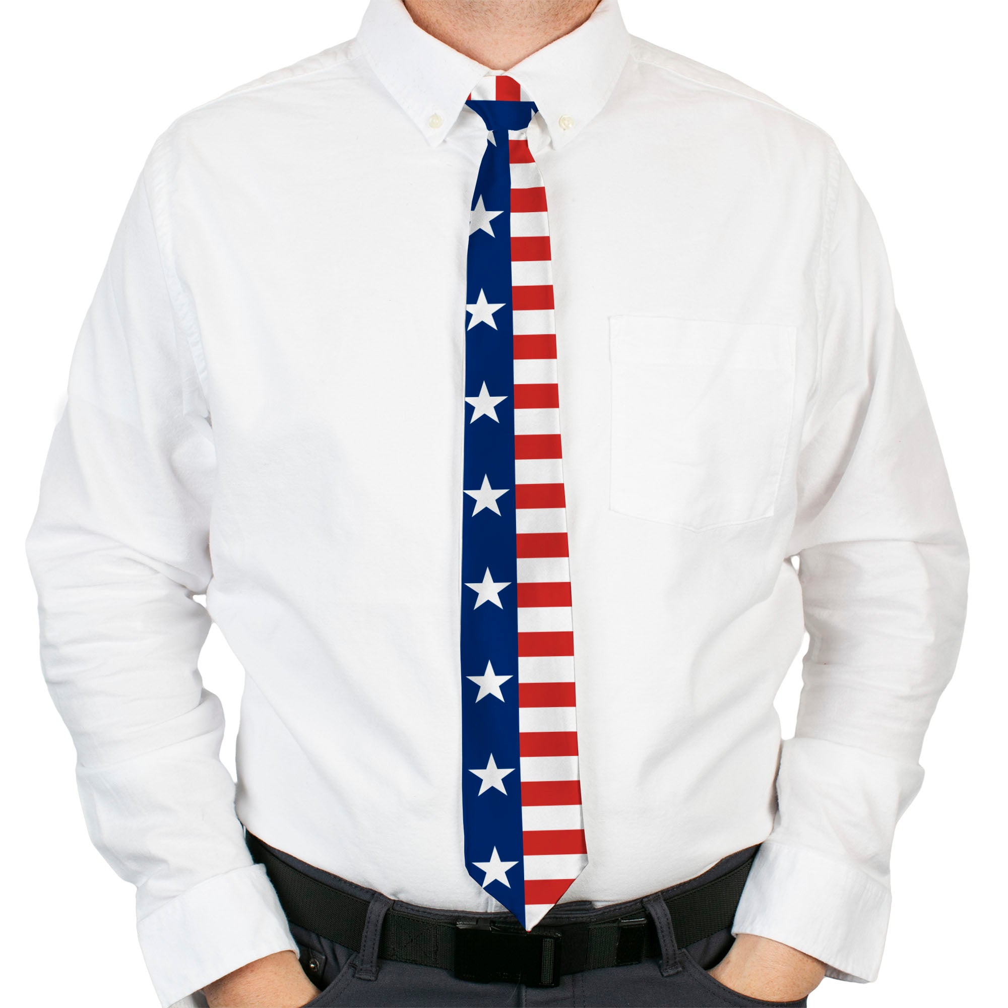 Buckle-Down Necktie - Americana Stars & Stripes2 Blue/White/Red/White Neckties Buckle-Down