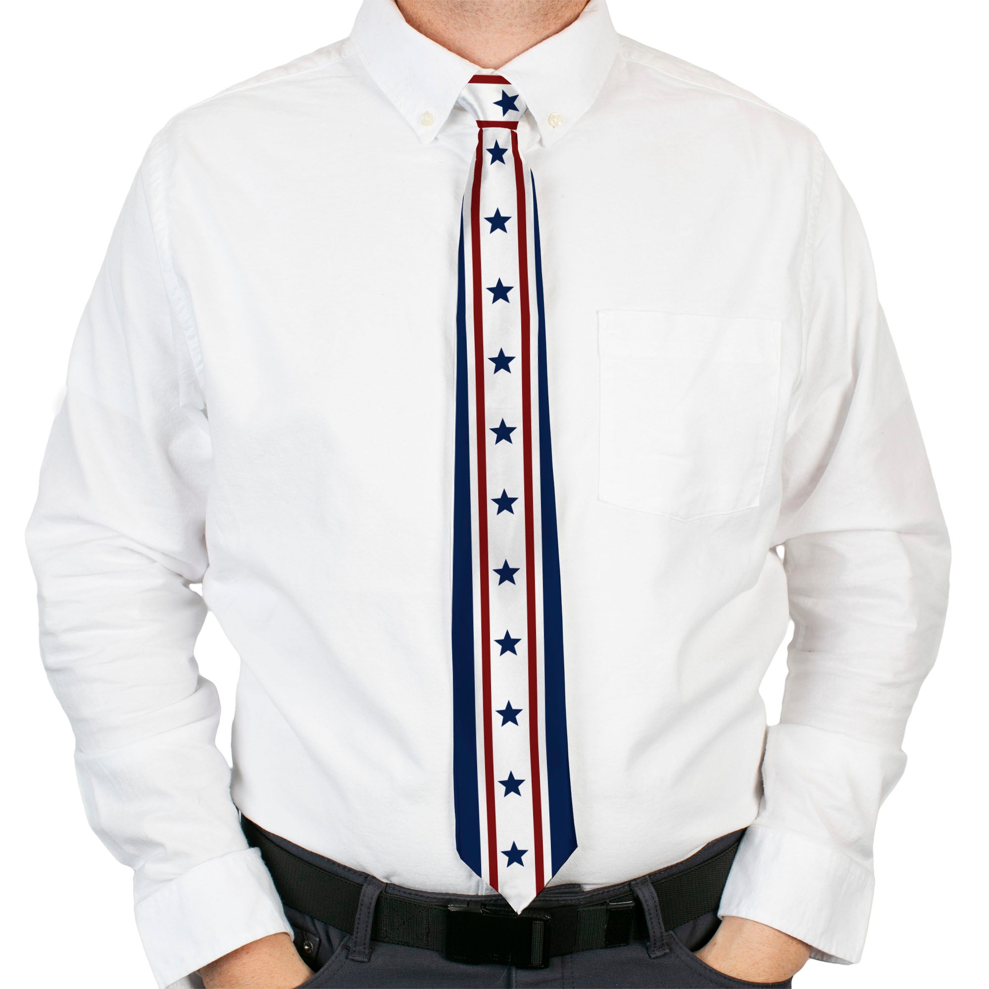 Buckle-Down Necktie - Americana Stars & Stripes 6 Blue/White/Red Neckties Buckle-Down