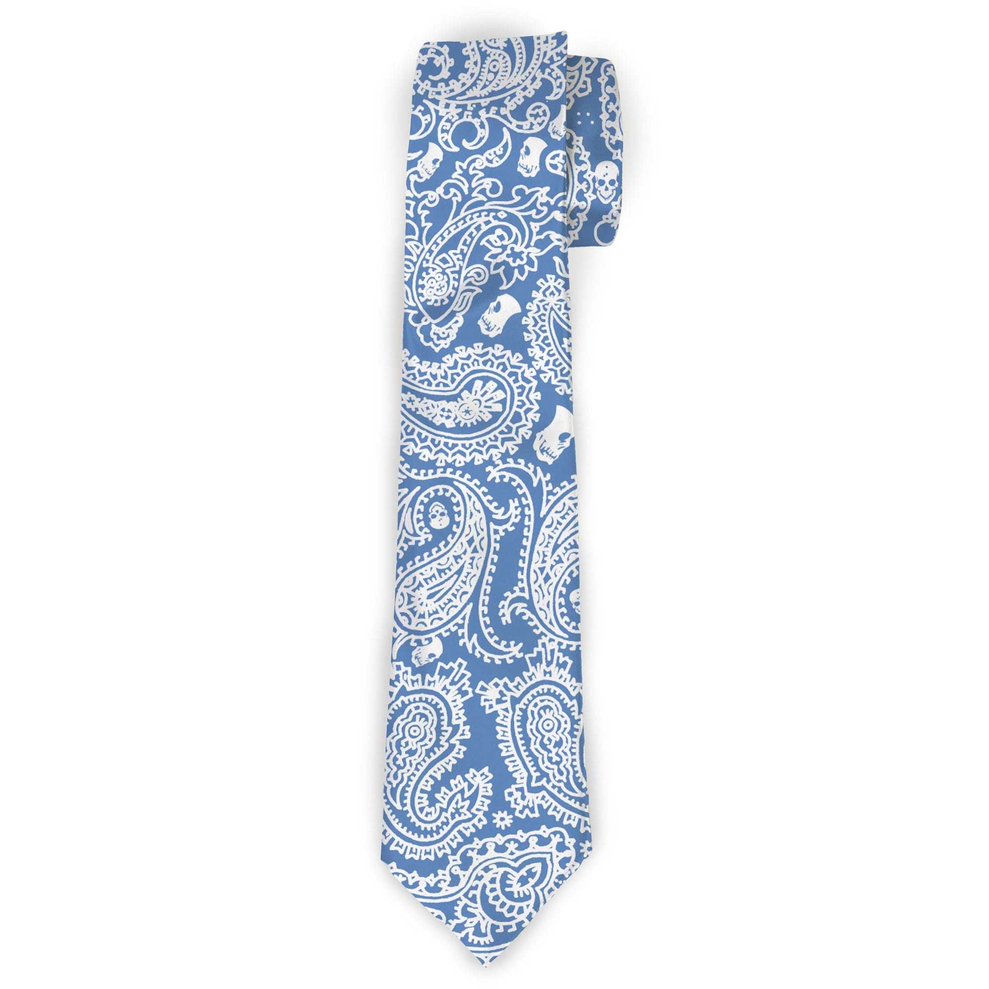 Buckle-Down Necktie - Bandana/Skulls Baby Blue/White Neckties Buckle-Down