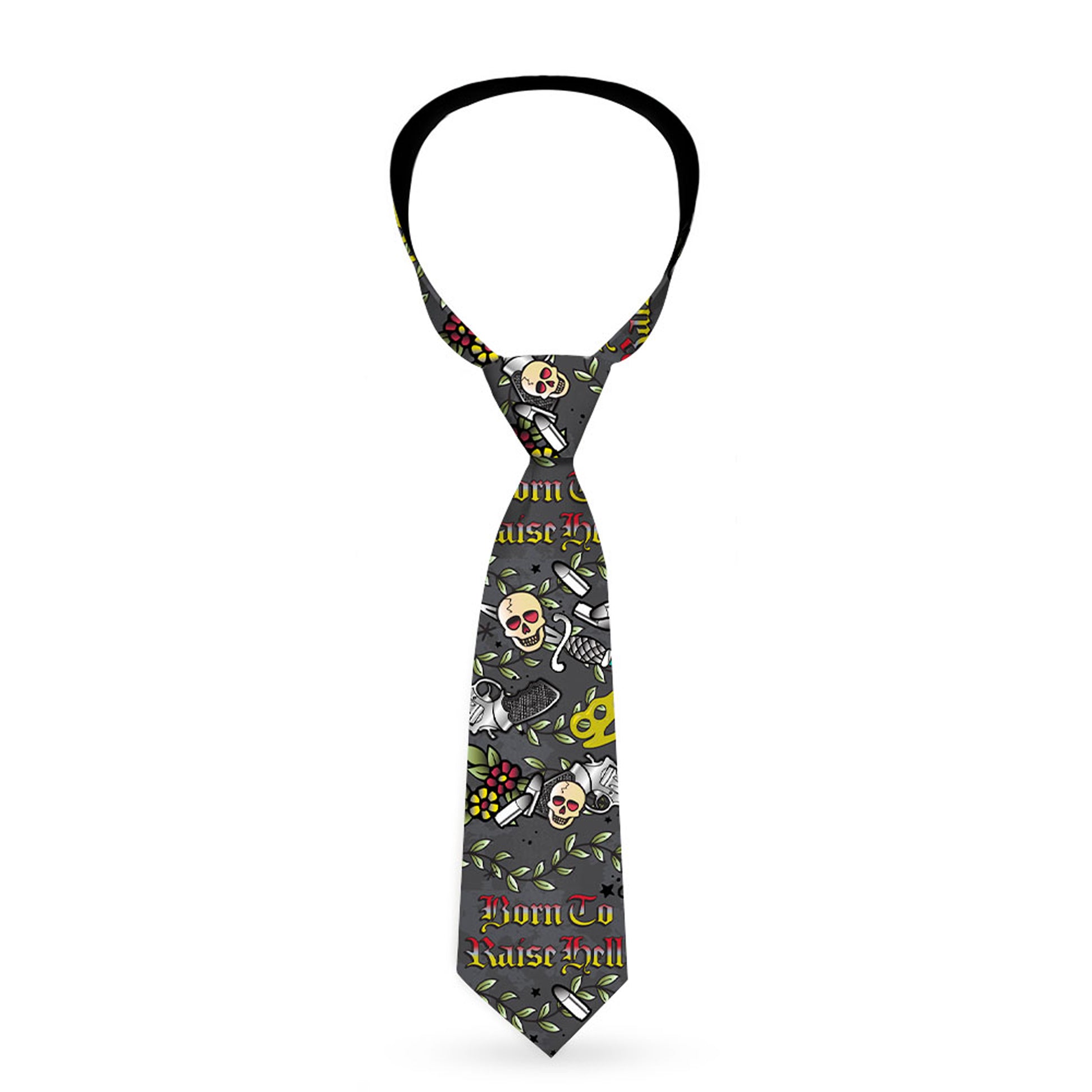 Buckle-Down Necktie - Born to Raise Hell Gray Neckties Buckle-Down