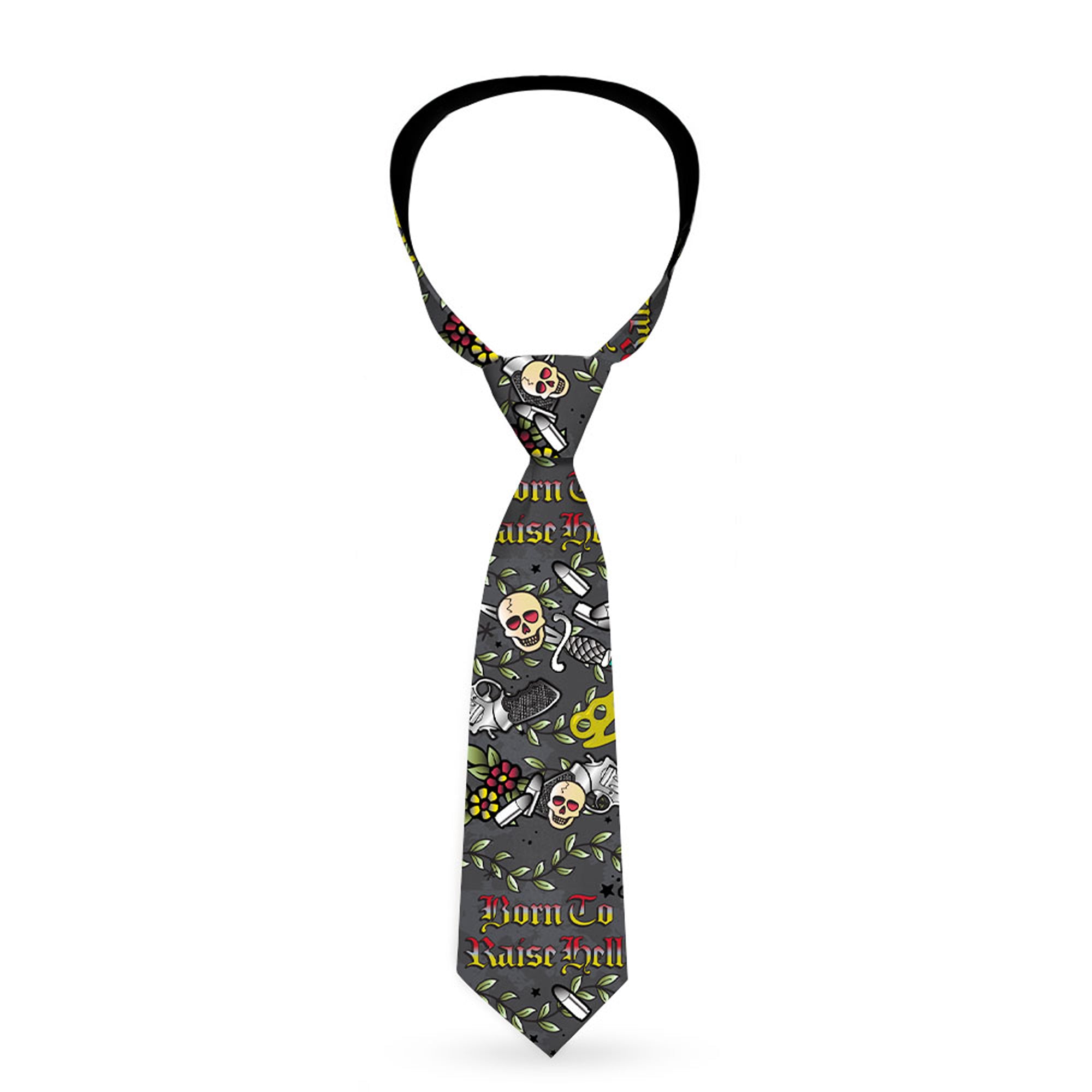 Buckle-Down Necktie - Born to Raise Hell Gray Neckties Buckle-Down