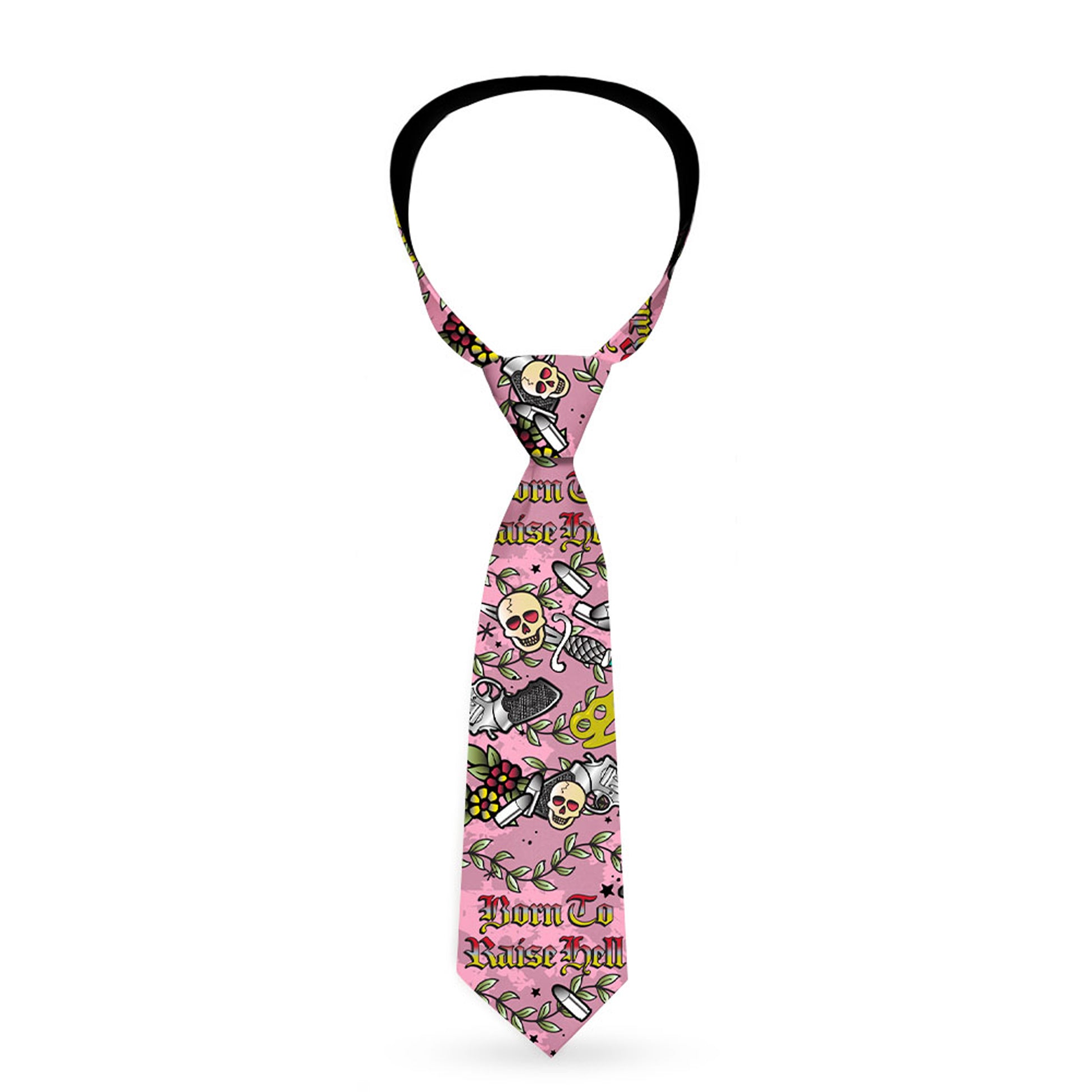 Buckle-Down Necktie - Born to Raise Hell Pink Neckties Buckle-Down