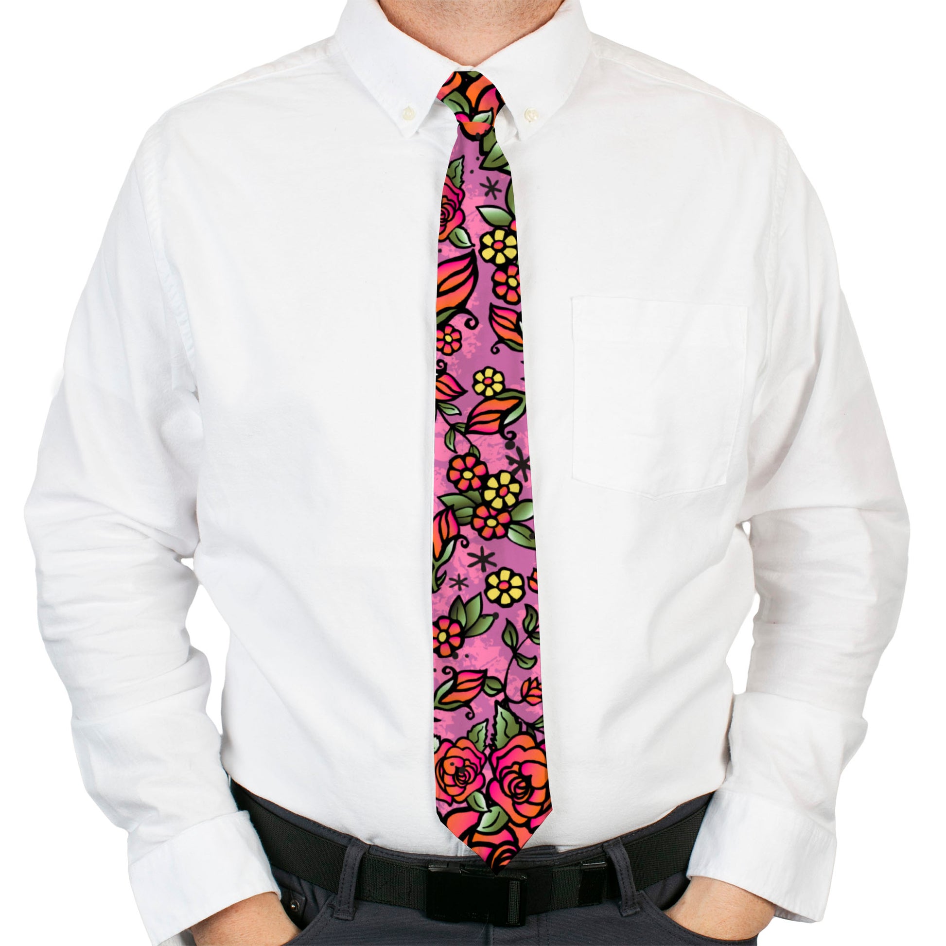 Buckle-Down Necktie - Born to Blossom C/U Pink Neckties Buckle-Down