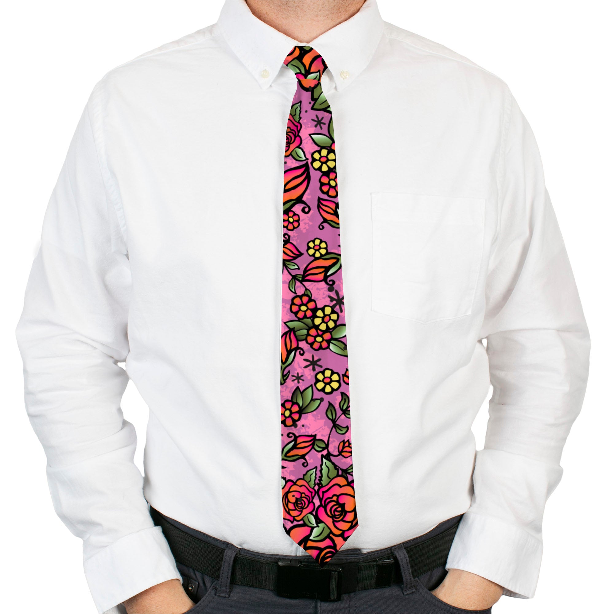 Buckle-Down Necktie - Born to Blossom C/U Pink Neckties Buckle-Down