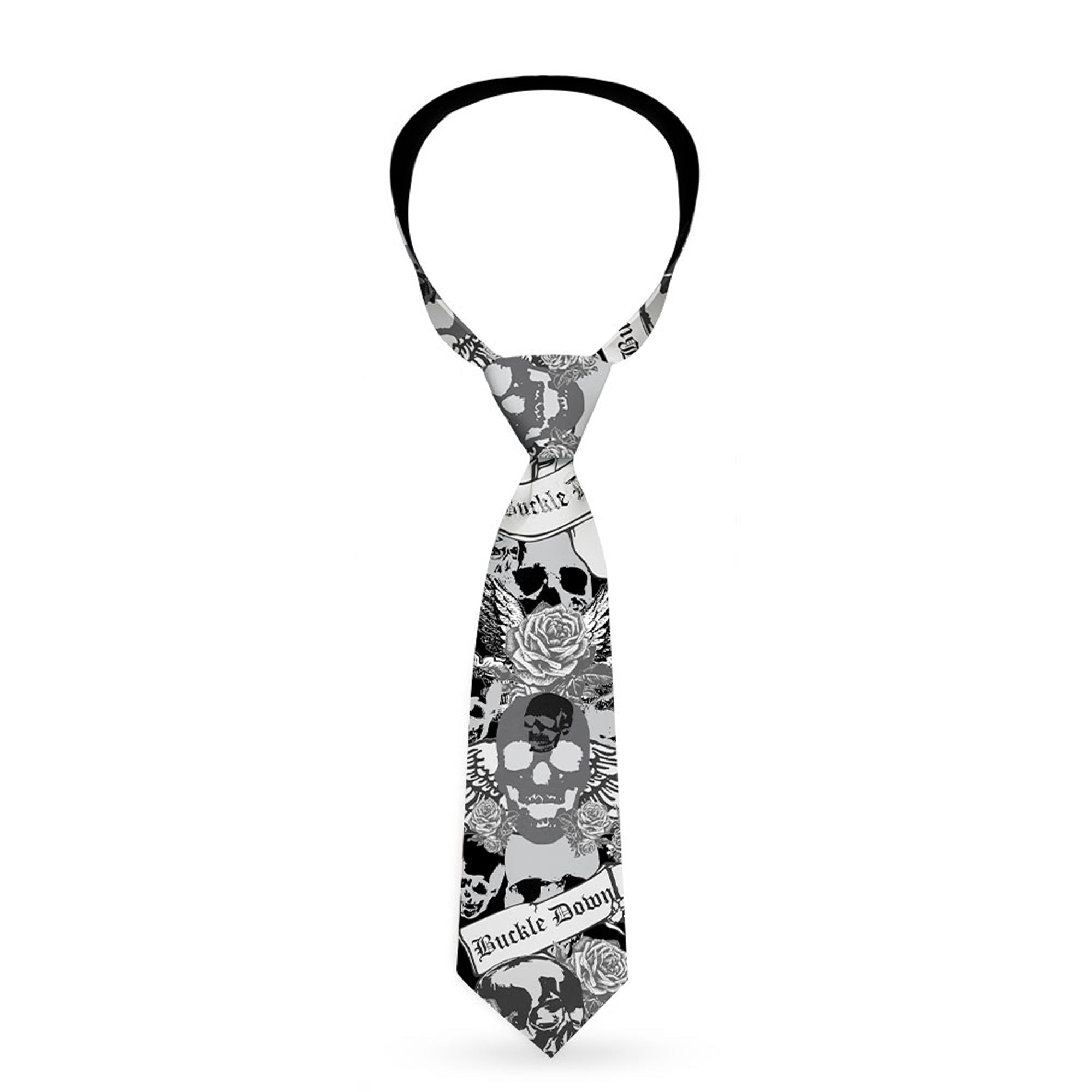 Buckle-Down Necktie - BD Skull w/Roses Neckties Buckle-Down