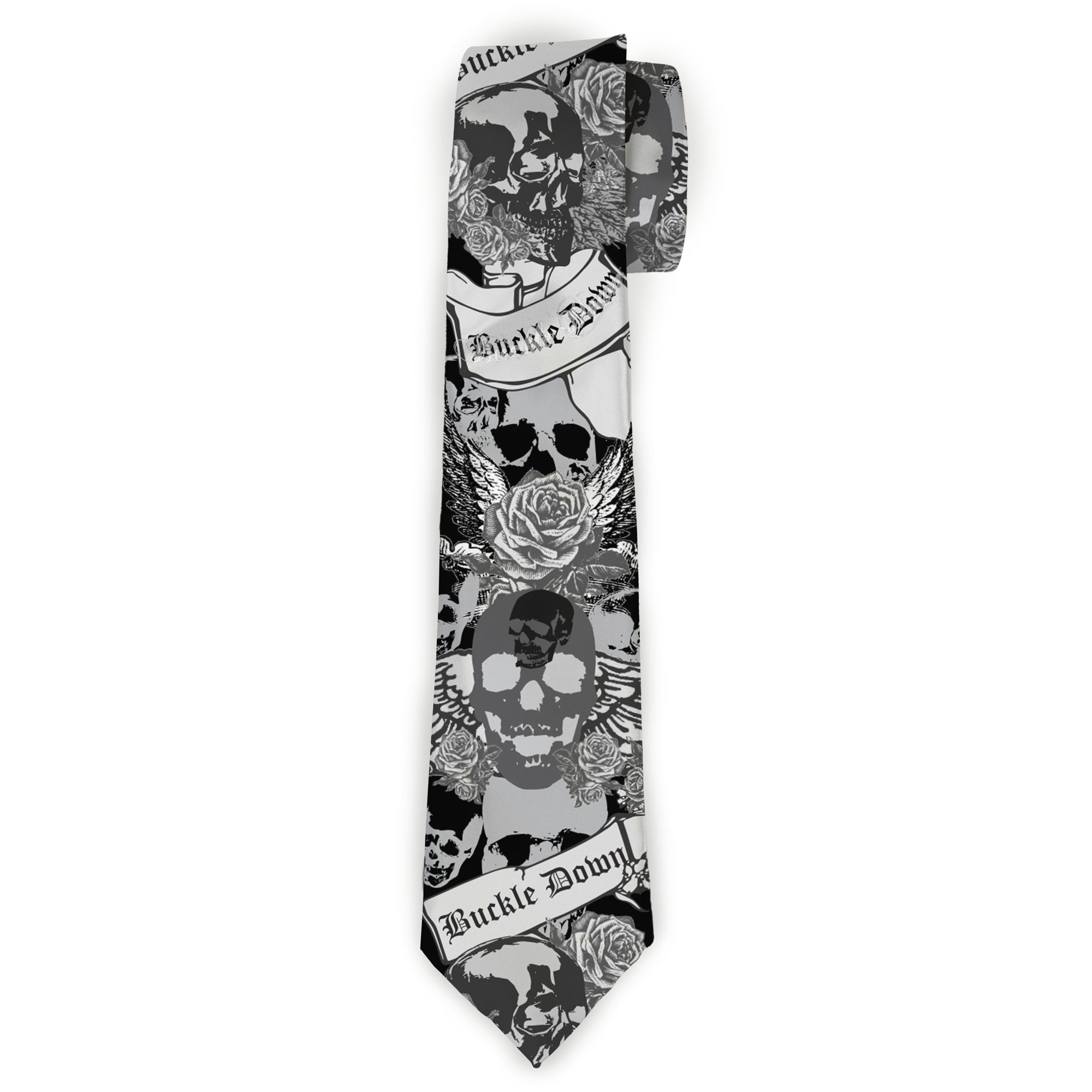 Buckle-Down Necktie - BD Skull w/Roses Neckties Buckle-Down
