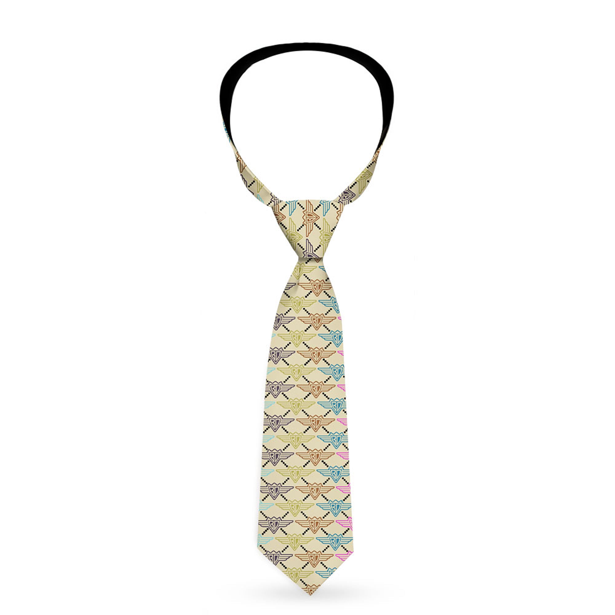 Buckle-Down Necktie - BD Monogram Tan/Multi Neon Neckties Buckle-Down