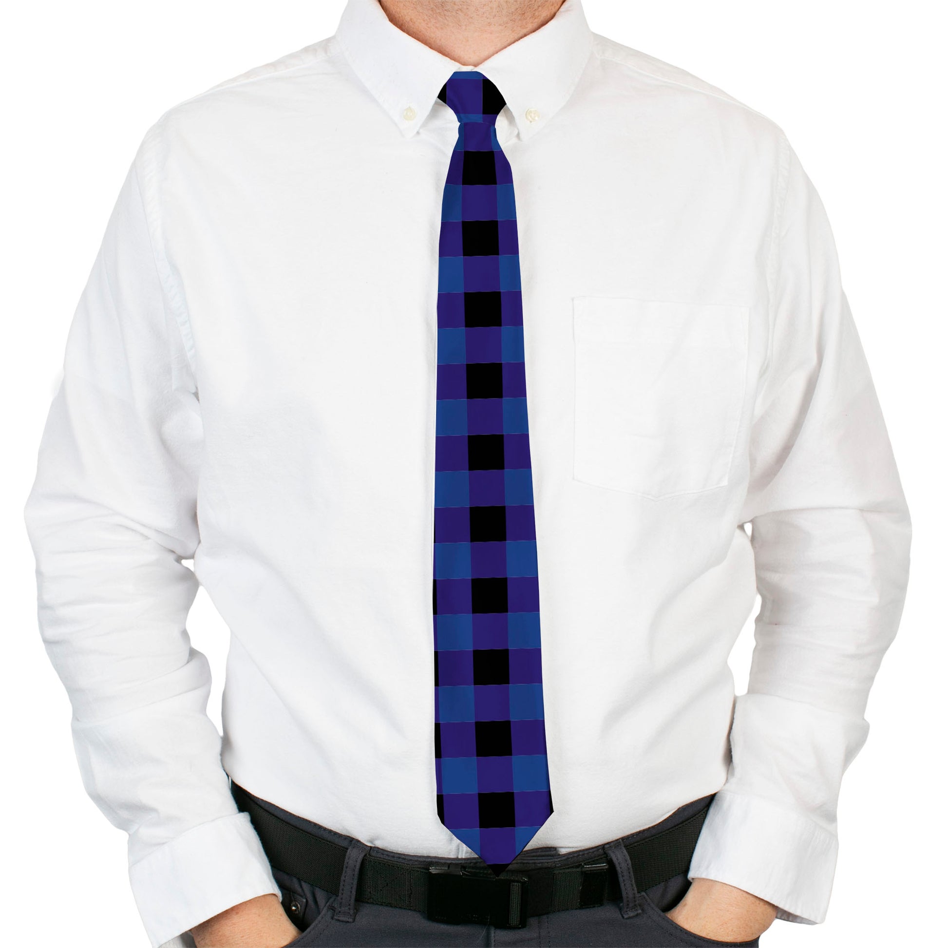 Necktie Standard - Buffalo Plaid Black/Blue Neckties Buckle-Down