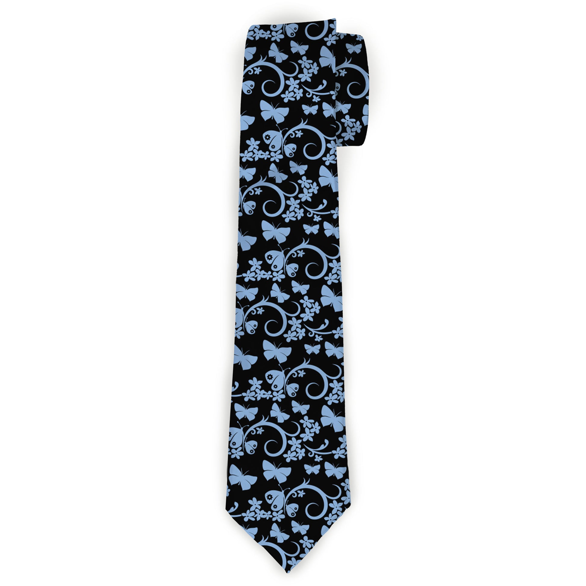 Buckle-Down Necktie - Butterfly Garden Black/Blue Neckties Buckle-Down
