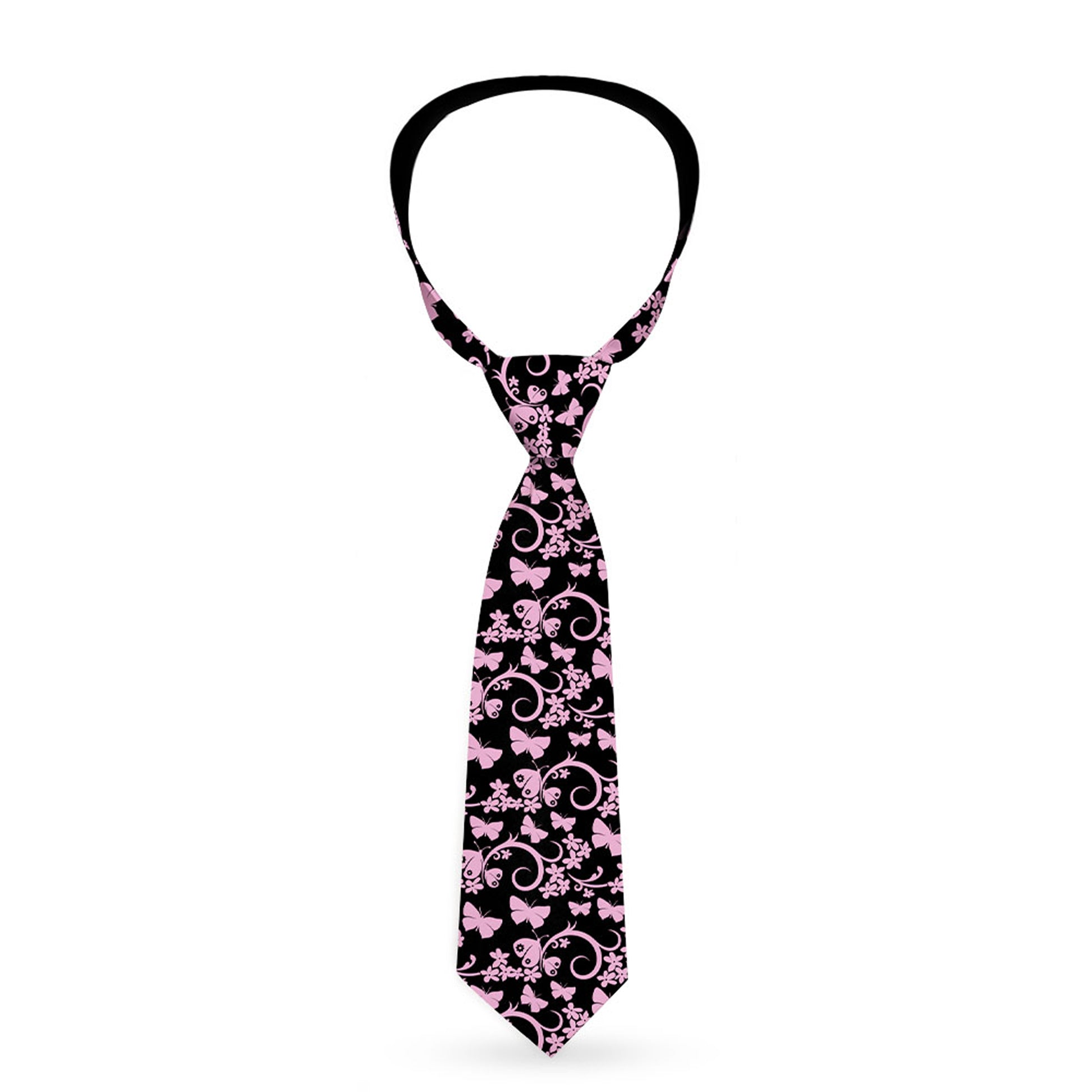 Buckle-Down Necktie - Butterfly Garden Black/Pink Neckties Buckle-Down