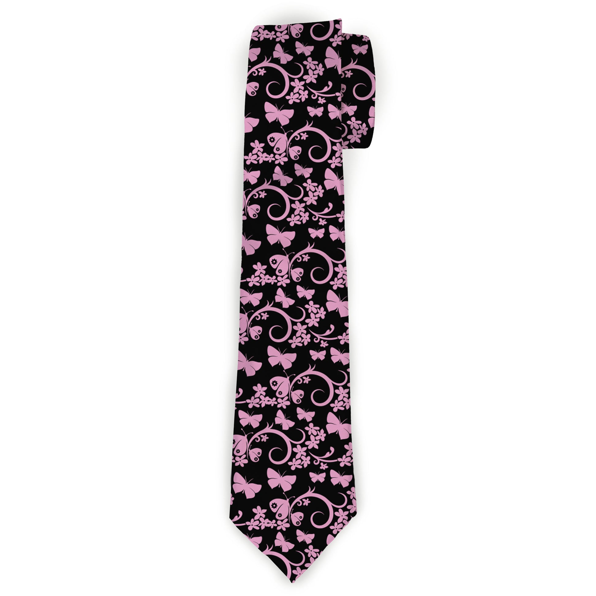 Buckle-Down Necktie - Butterfly Garden Black/Pink Neckties Buckle-Down