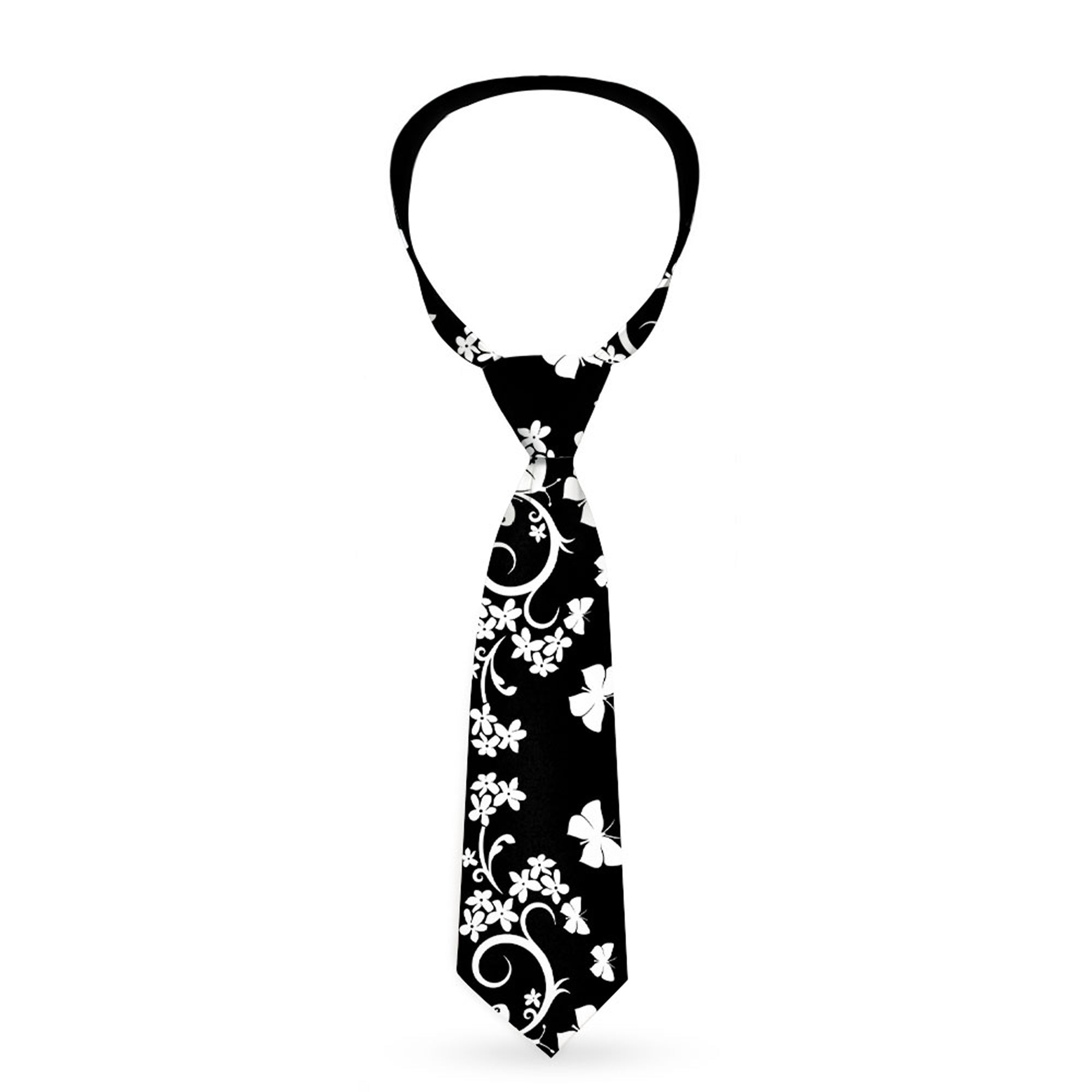 Buckle-Down Necktie - Butterfly Garden Black/White Neckties Buckle-Down