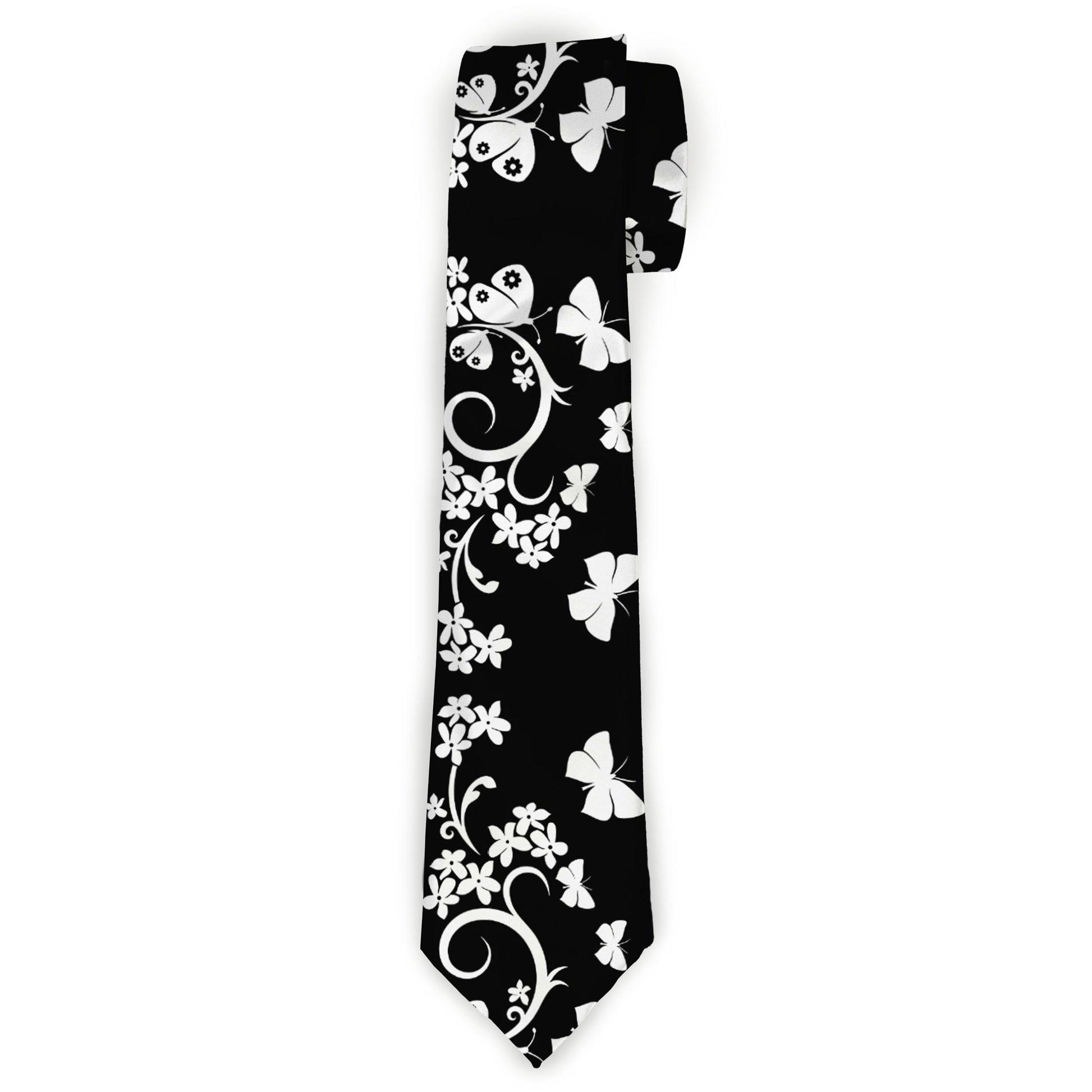 Buckle-Down Necktie - Butterfly Garden Black/White Neckties Buckle-Down