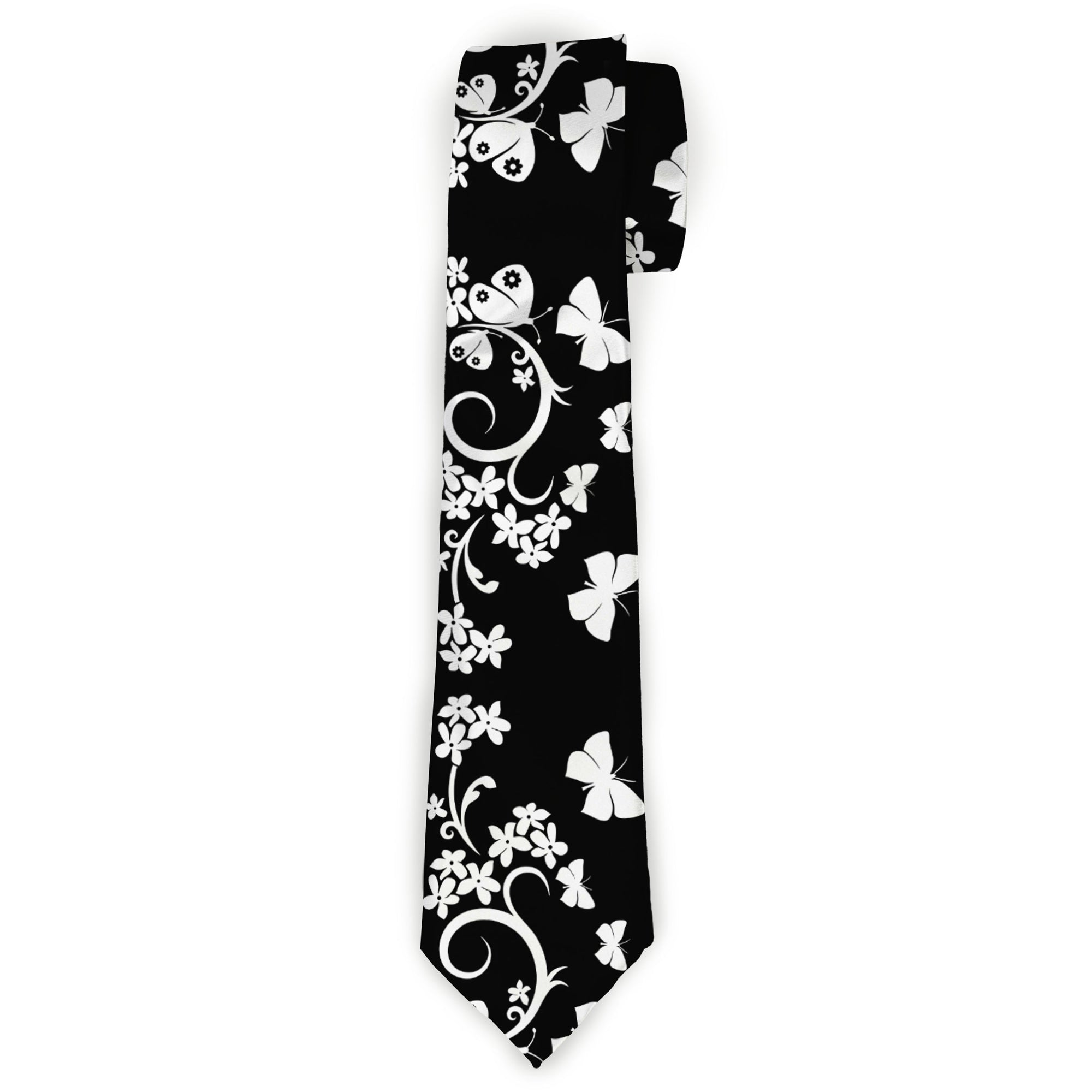 Buckle-Down Necktie - Butterfly Garden Black/White Neckties Buckle-Down