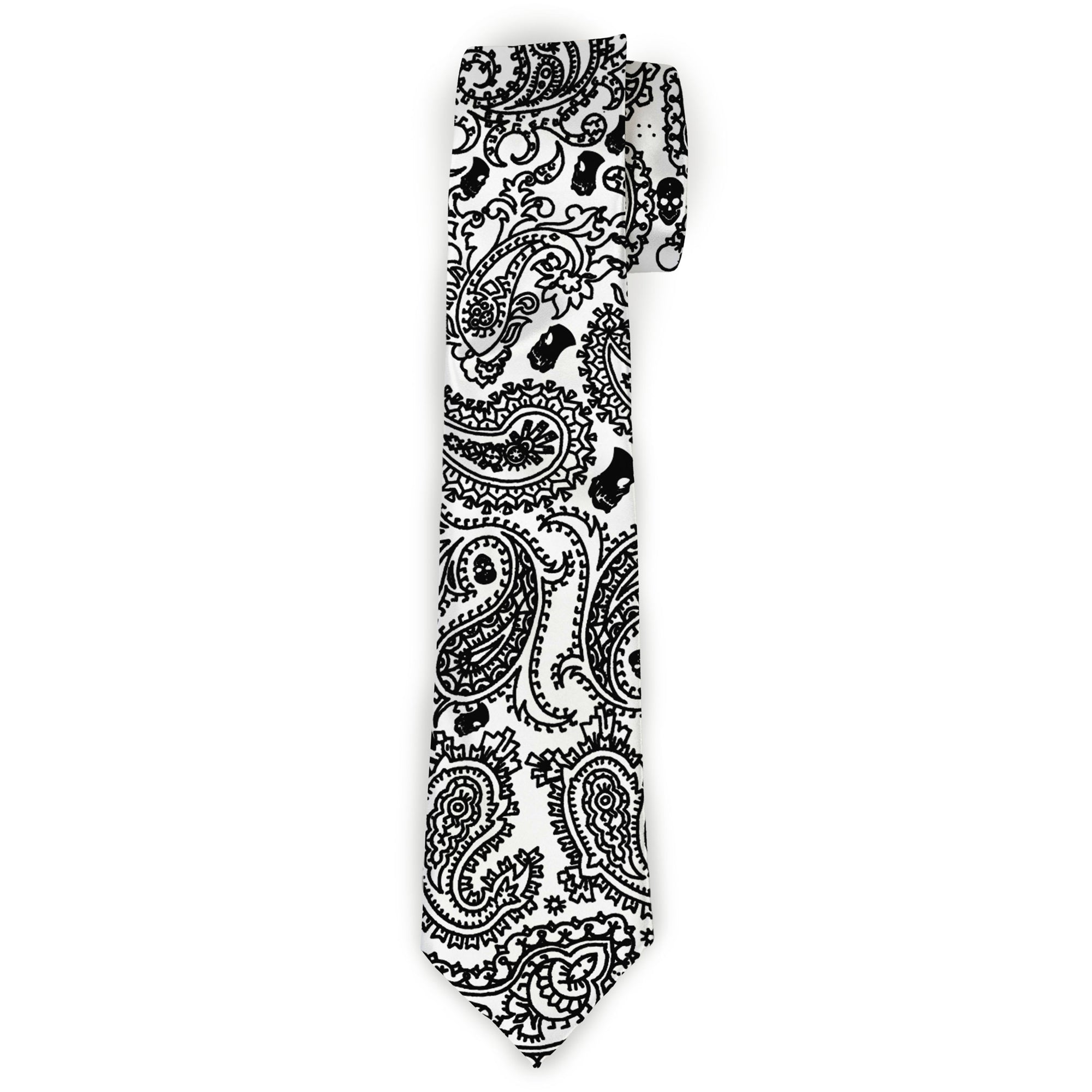 Buckle-Down Necktie - Bandana/Skulls White/Black Neckties Buckle-Down