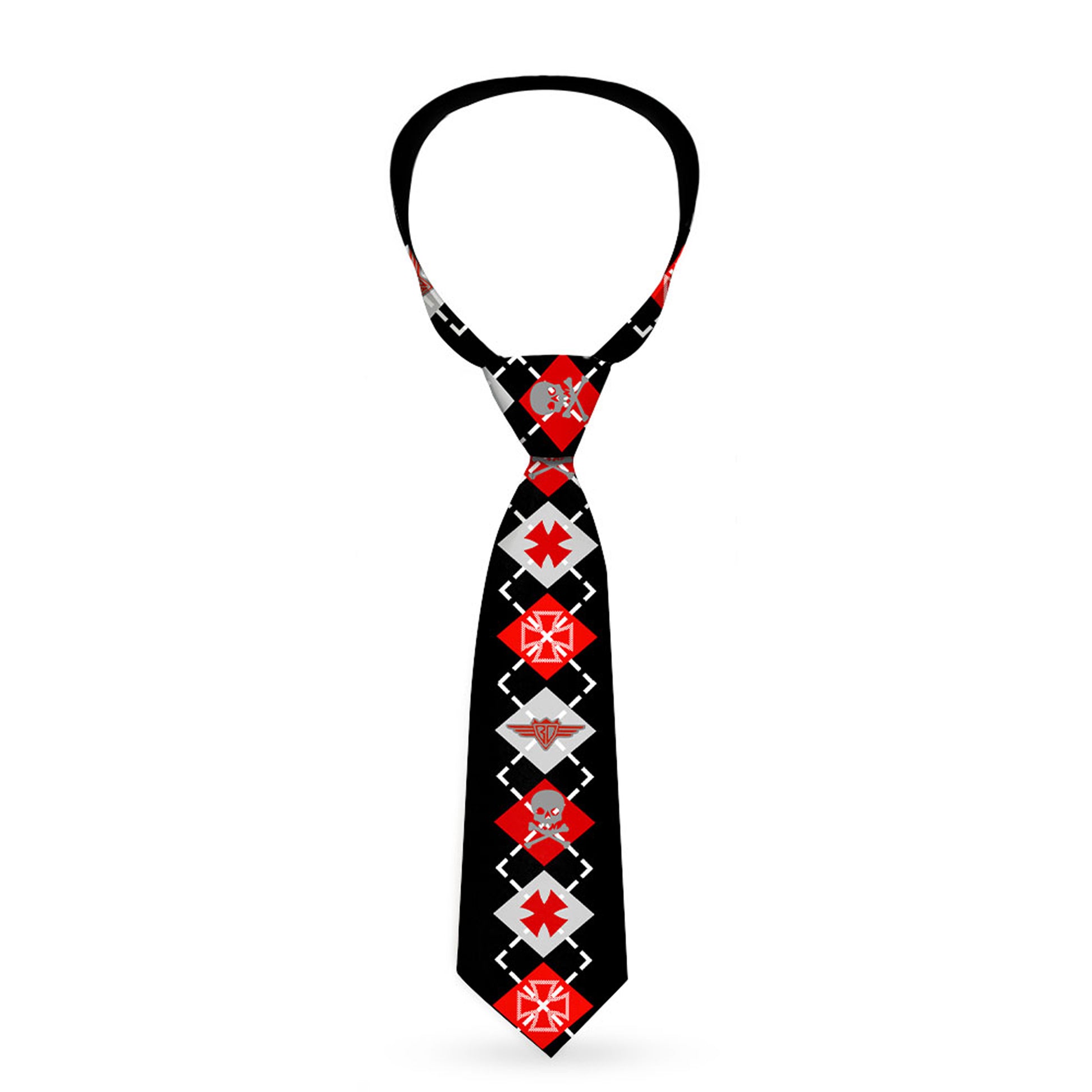 Buckle-Down Necktie - BD Argyle Black/Red/Gray Neckties Buckle-Down