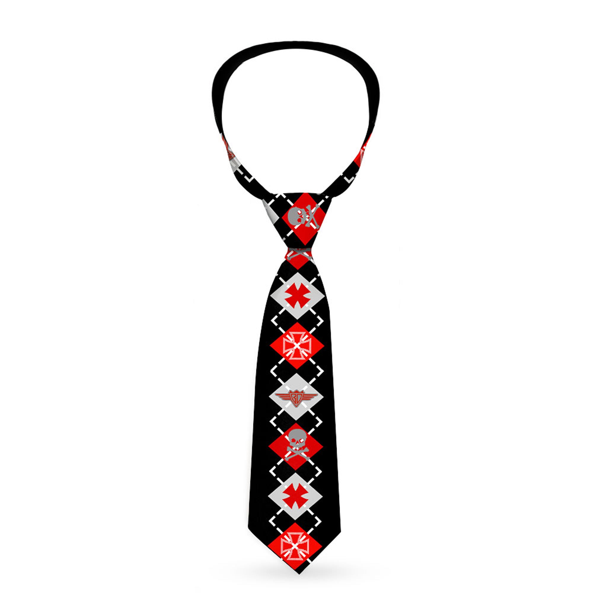 Buckle-Down Necktie - BD Argyle Black/Red/Gray Neckties Buckle-Down