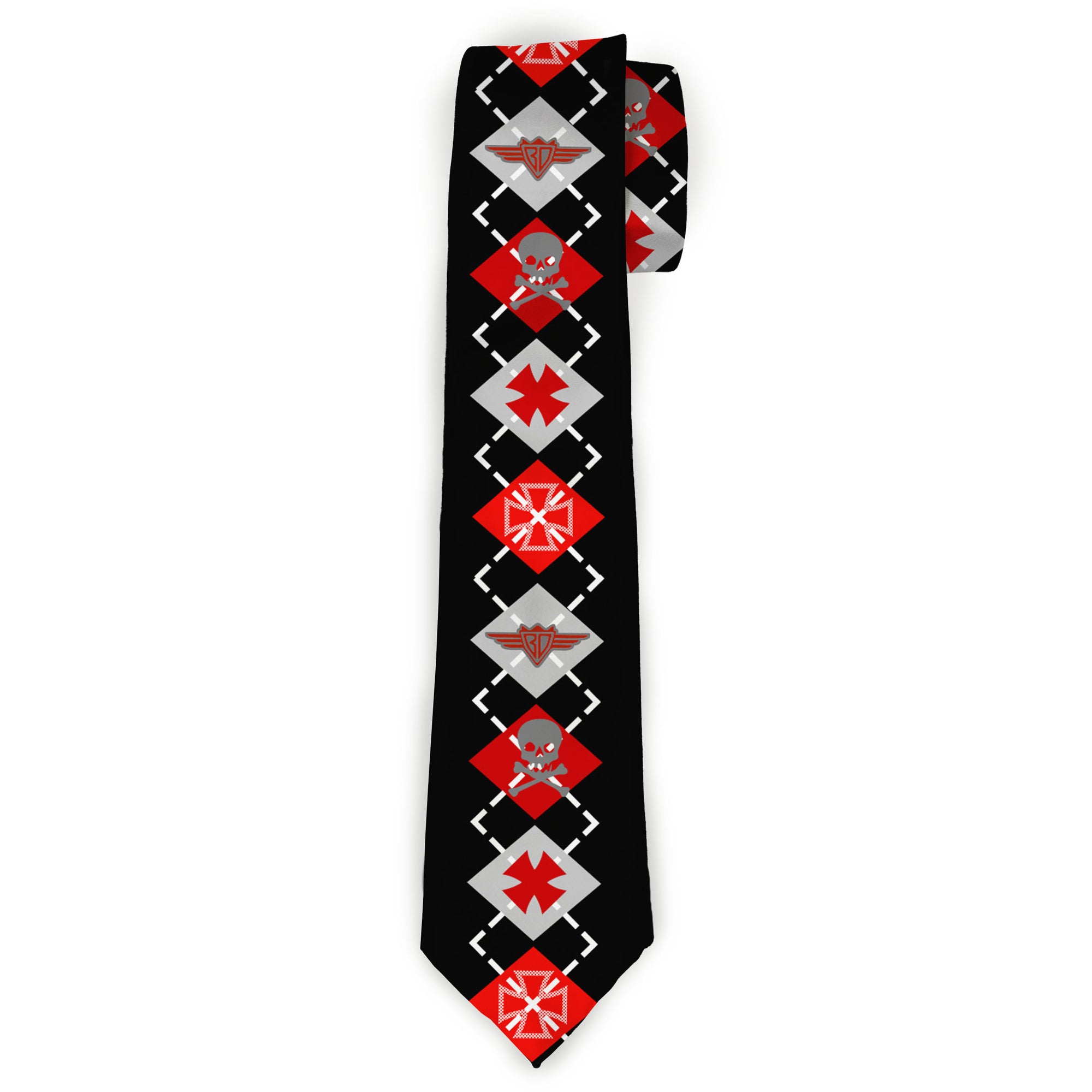 Buckle-Down Necktie - BD Argyle Black/Red/Gray Neckties Buckle-Down