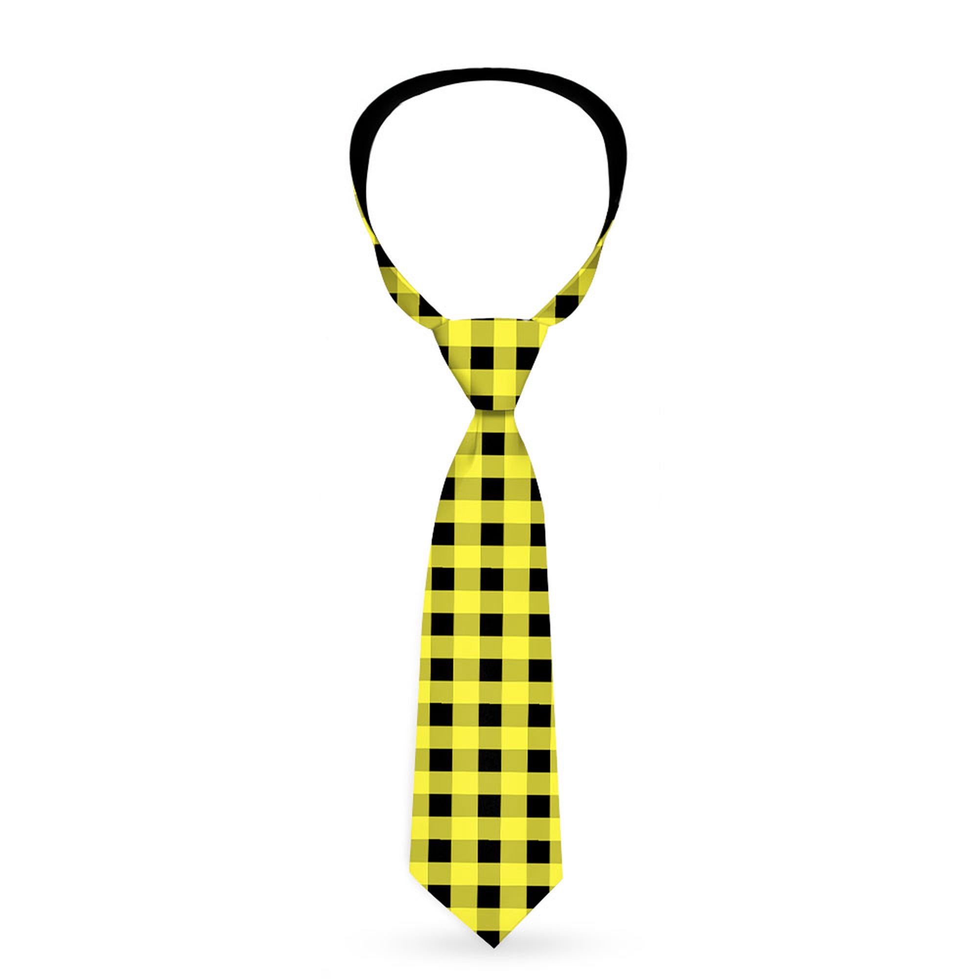 Buckle-Down Necktie - Buffalo Plaid Black/Neon Yellow Neckties Buckle-Down