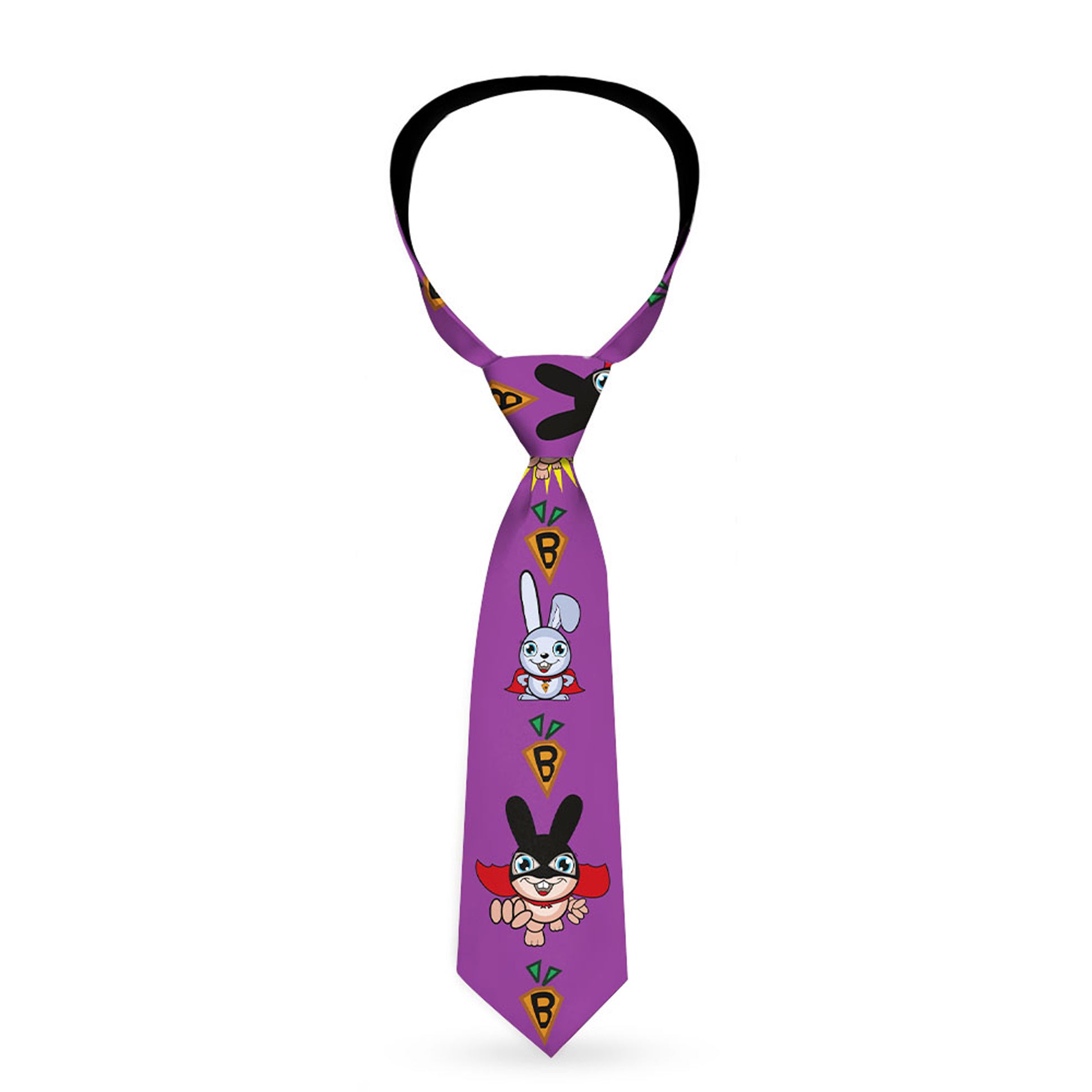 Buckle-Down Necktie - Bunny Superhero Purple Neckties Buckle-Down