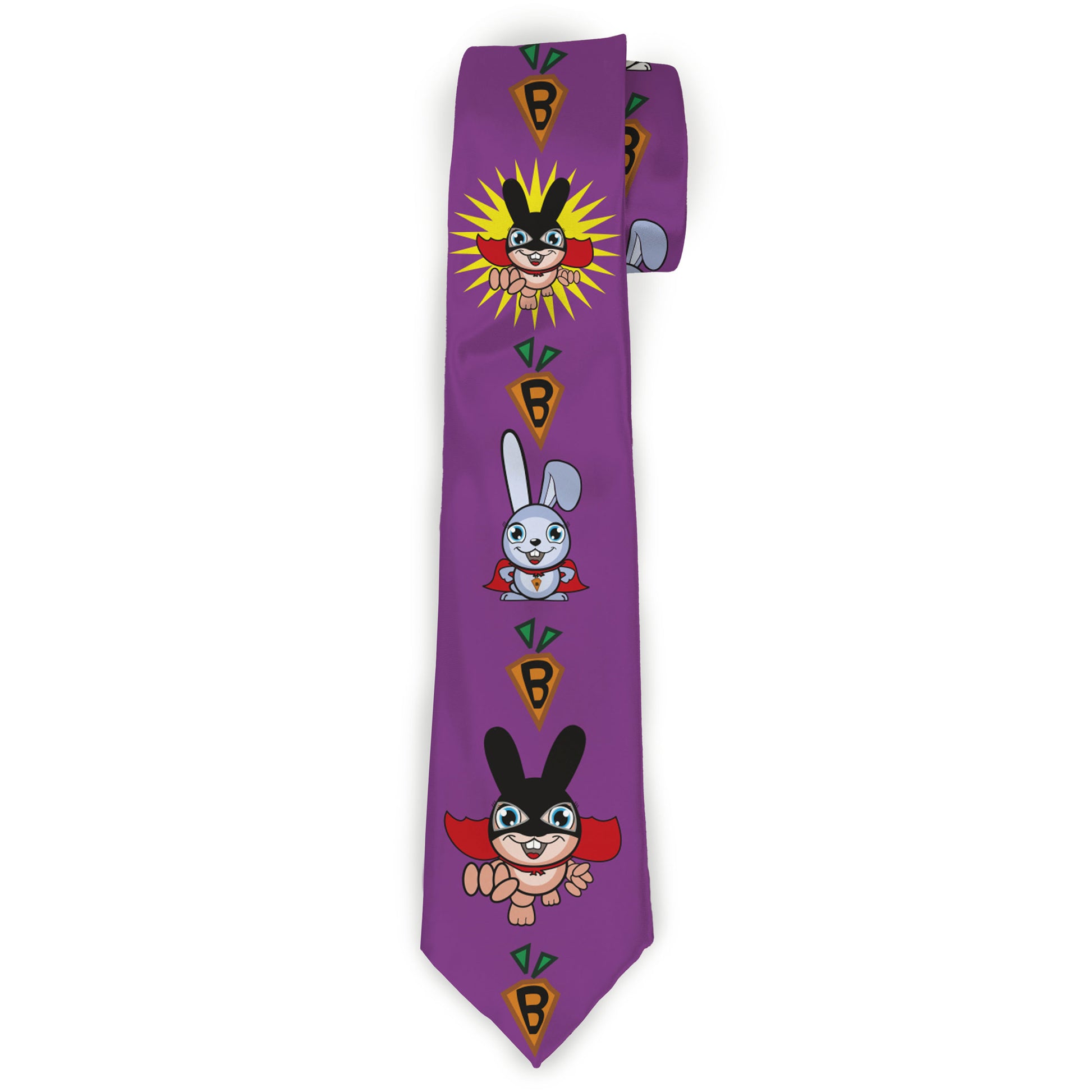 Buckle-Down Necktie - Bunny Superhero Purple Neckties Buckle-Down