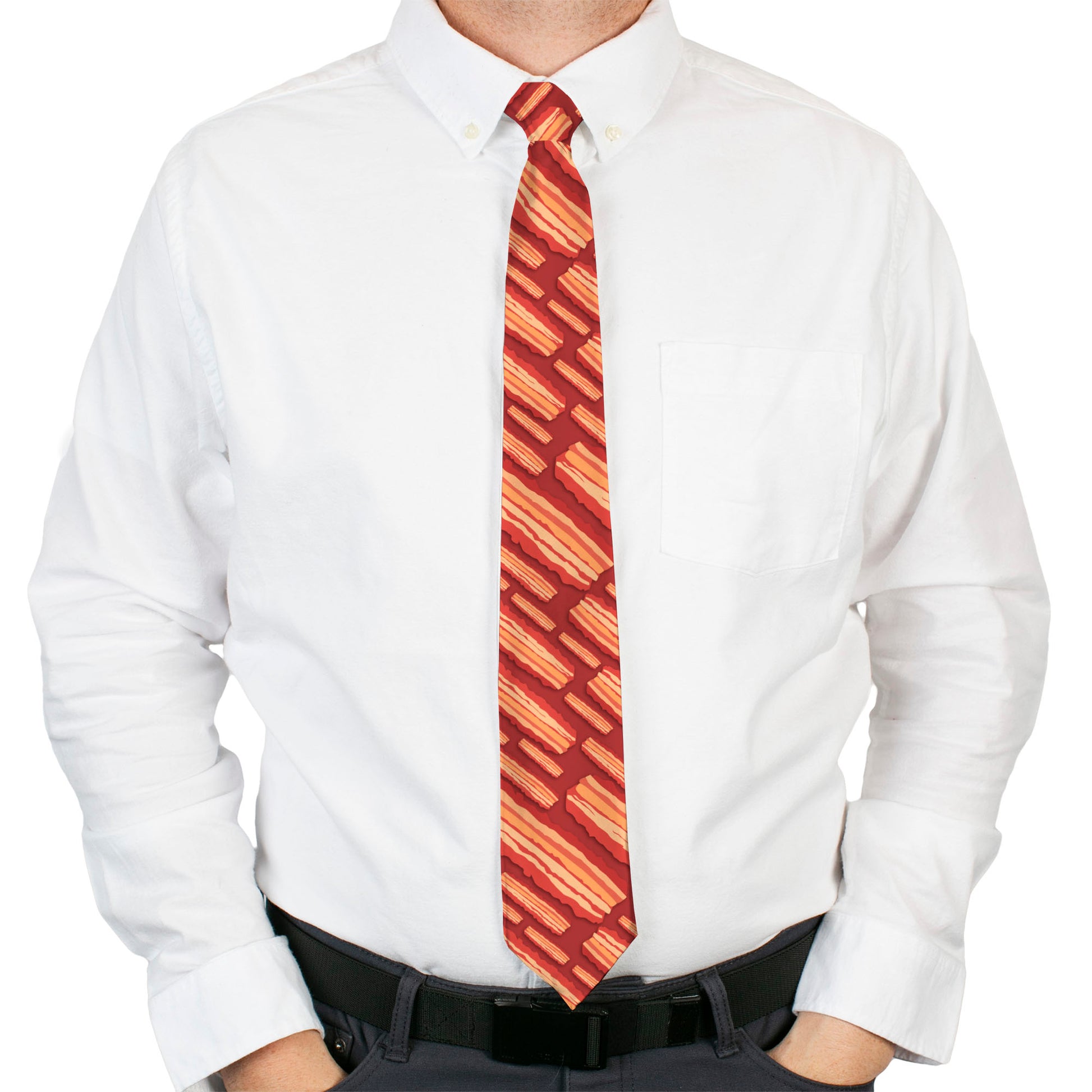 Buckle-Down Necktie - Bacon Slices Red Neckties Buckle-Down