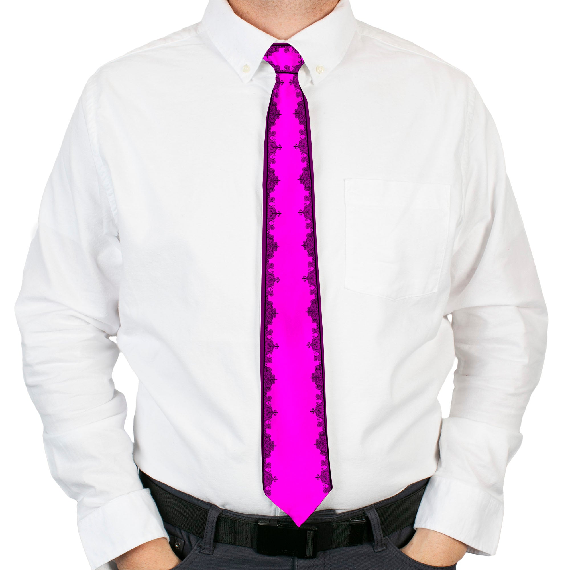 Buckle-Down Necktie - Boudoir Wallpaper Fuchsia/Black Neckties Buckle-Down