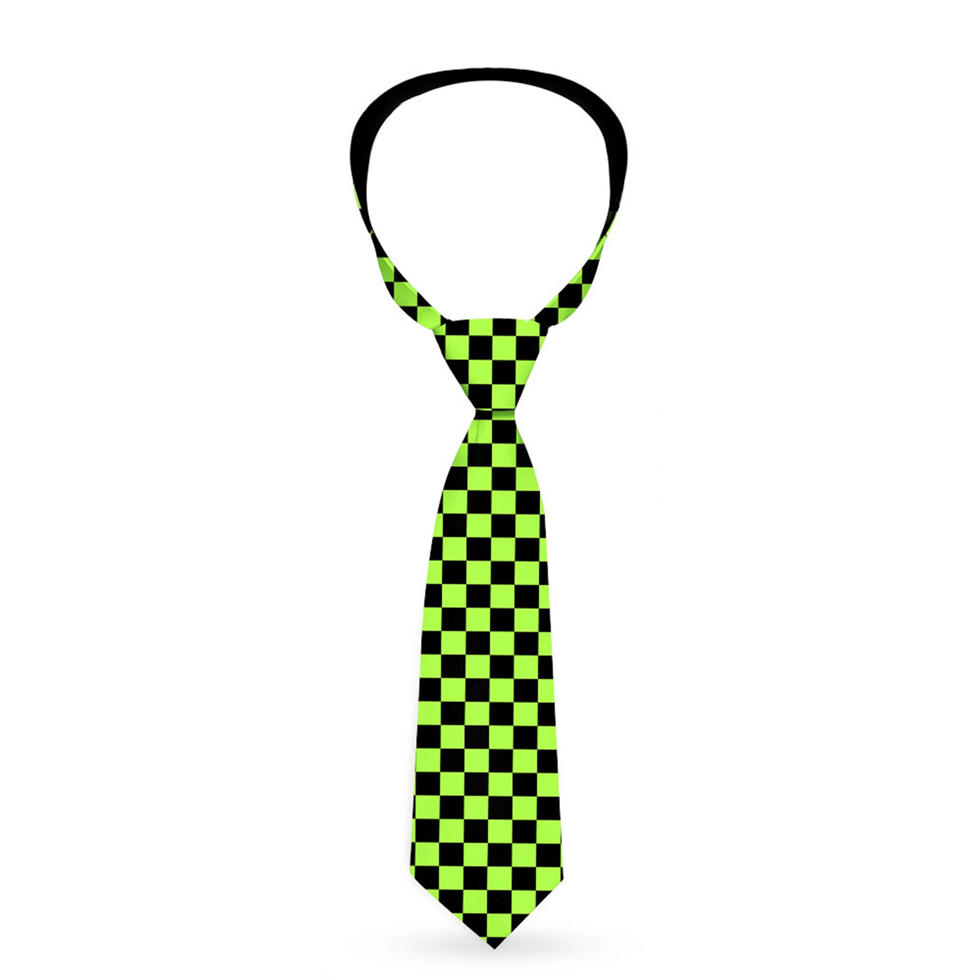 Necktie Standard - Checker Black/Neon Green Neckties Buckle-Down