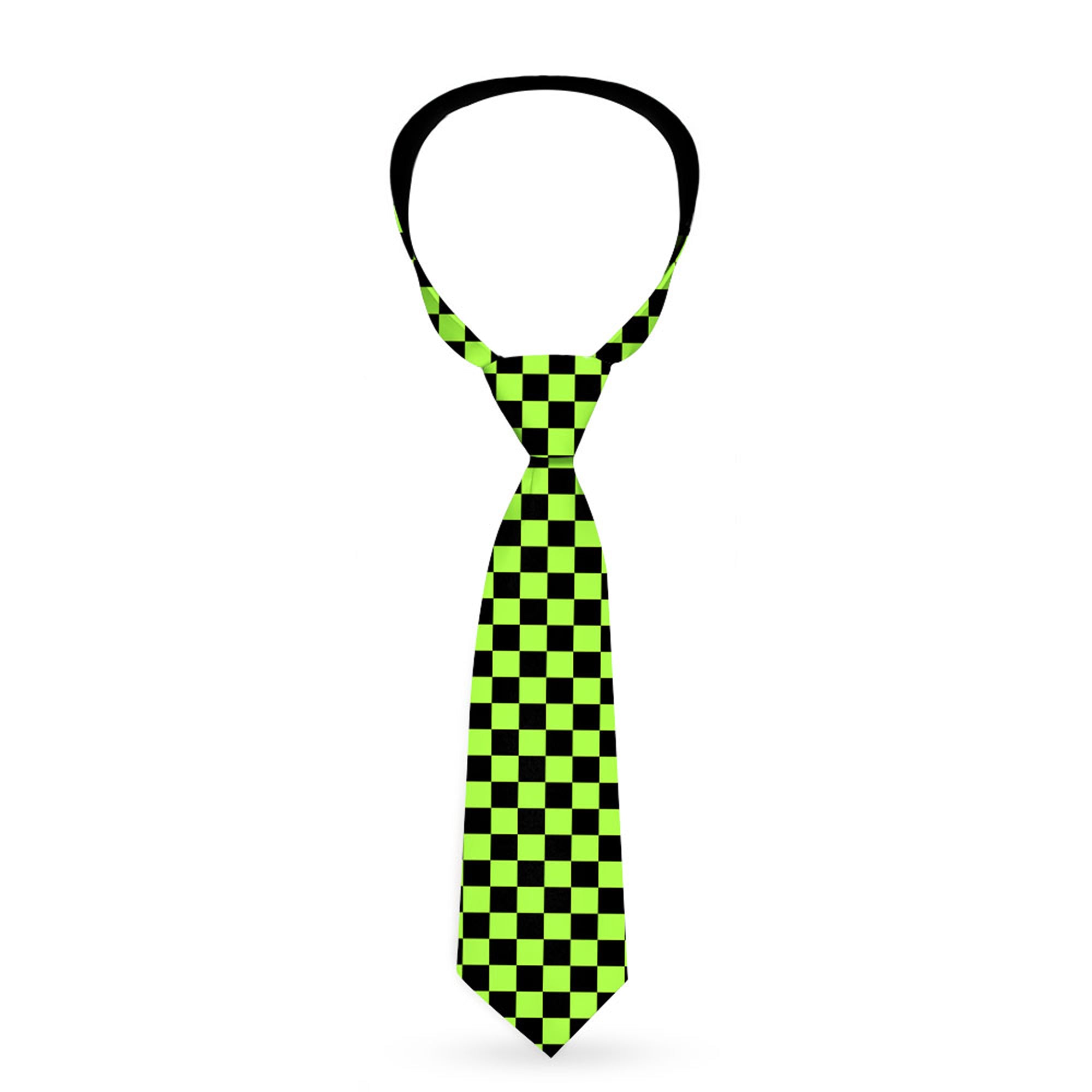 Necktie Standard - Checker Black/Neon Green Neckties Buckle-Down