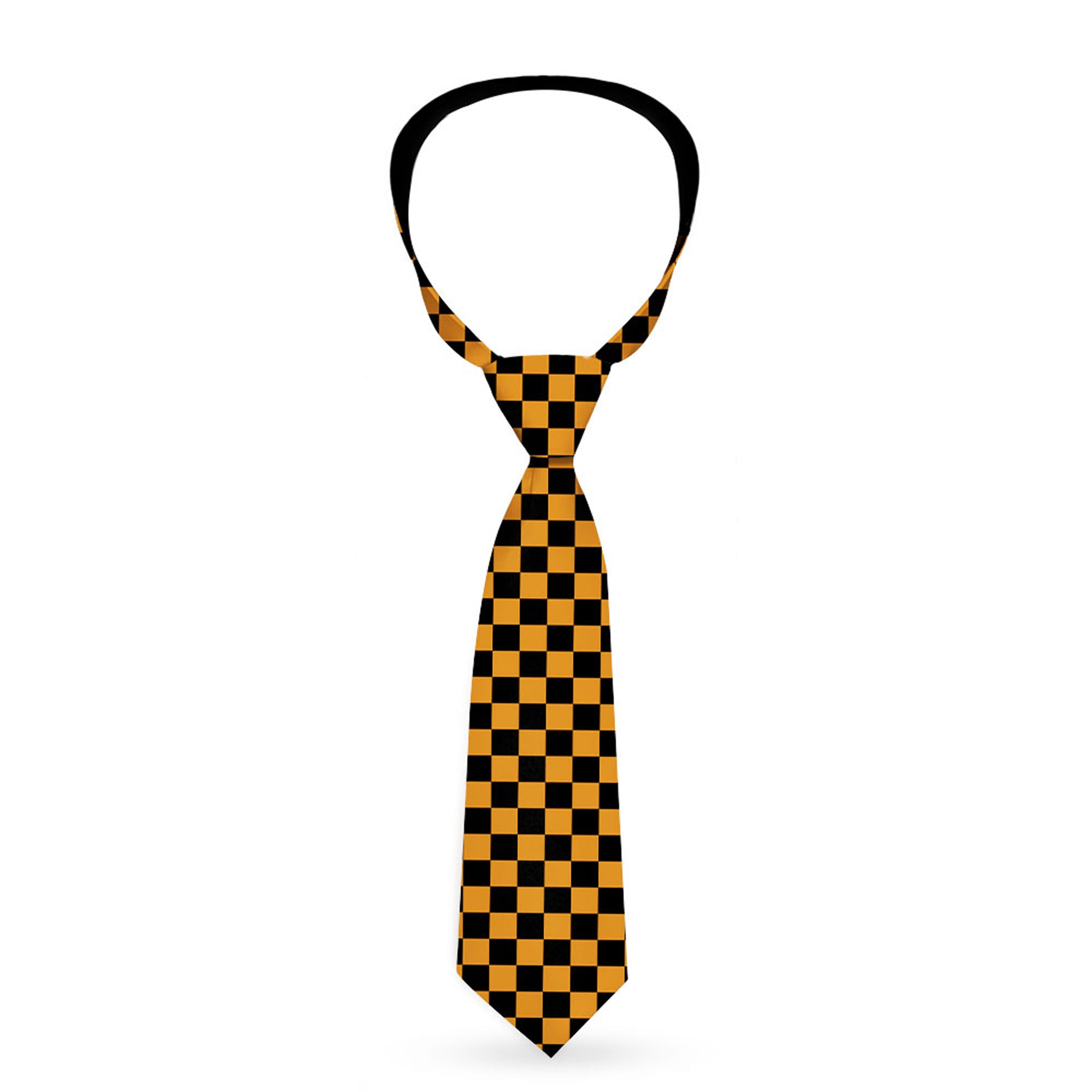 Buckle-Down Necktie - Checker Black/Neon Orange Neckties Buckle-Down