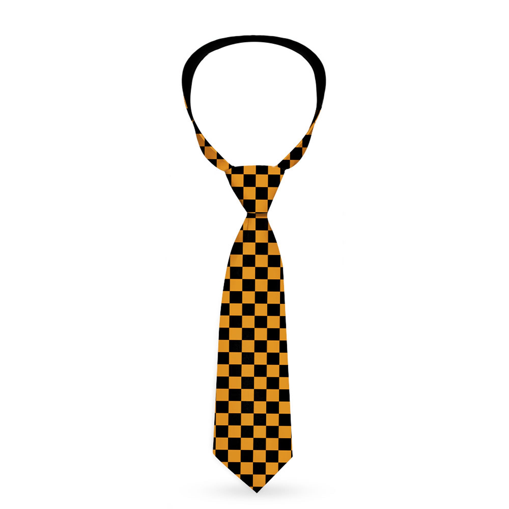 Buckle-Down Necktie - Checker Black/Neon Orange Neckties Buckle-Down