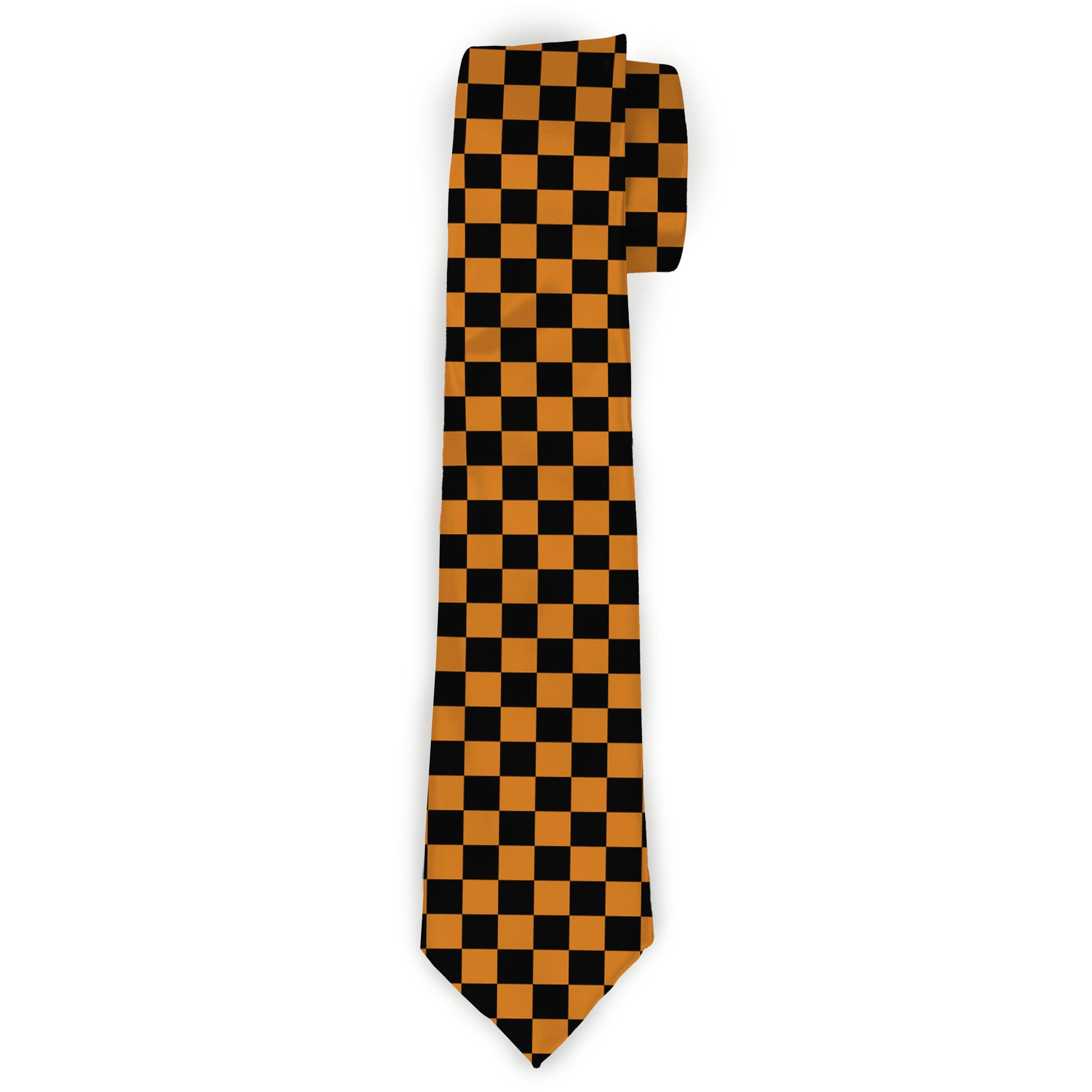 Buckle-Down Necktie - Checker Black/Neon Orange Neckties Buckle-Down