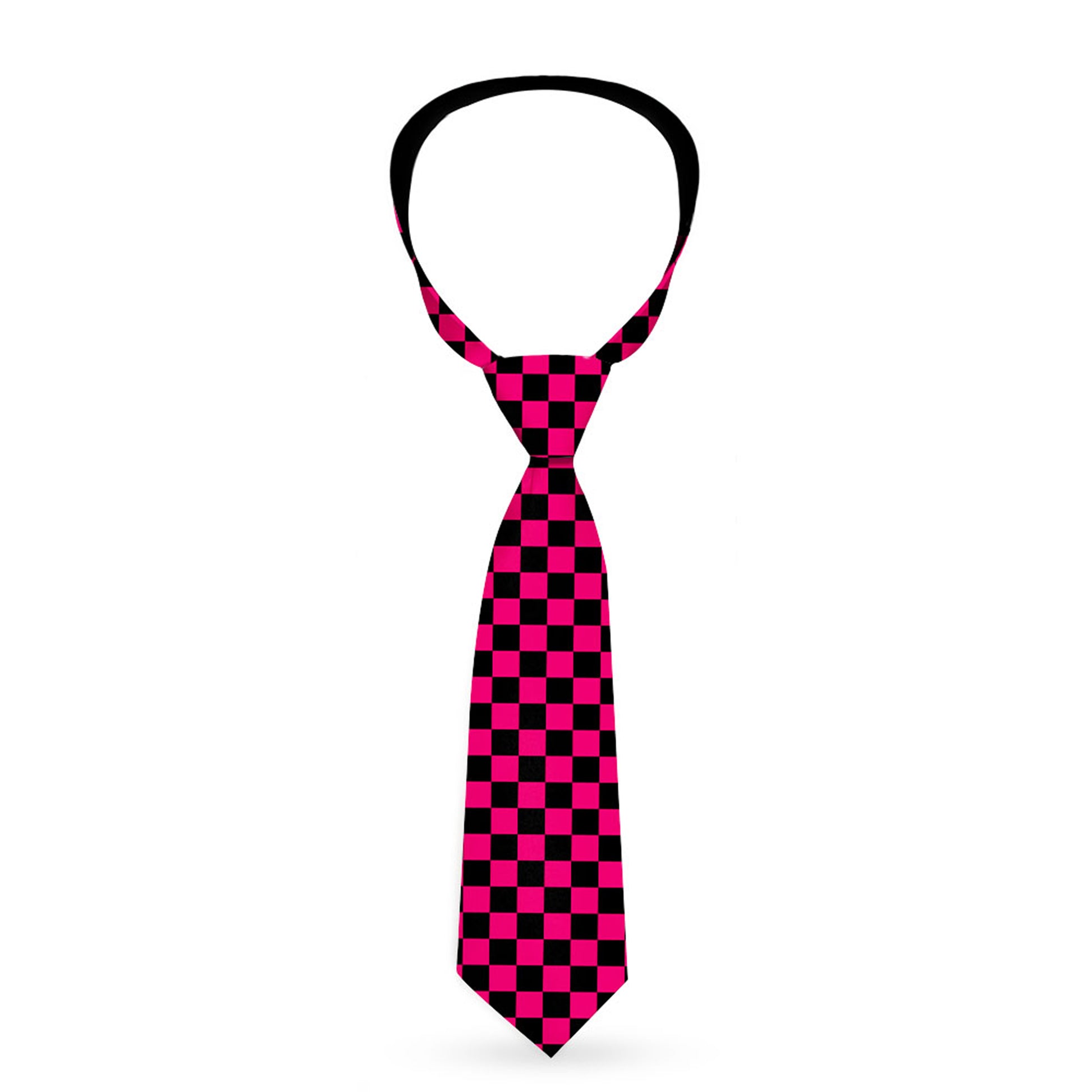 Buckle-Down Necktie - Checker Black/Neon Pink Neckties Buckle-Down