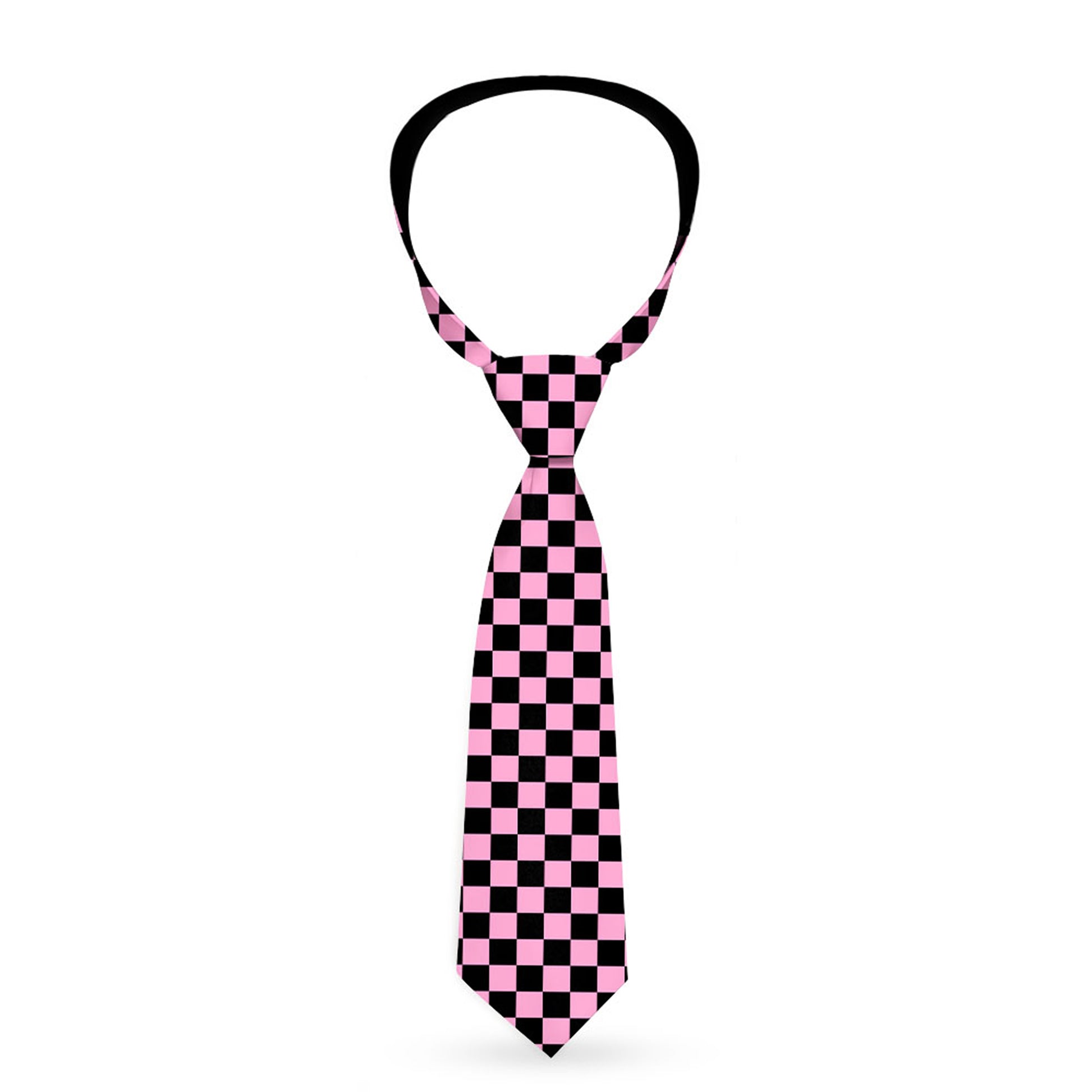 Buckle-Down Necktie - Checker Black/Baby Pink Neckties Buckle-Down