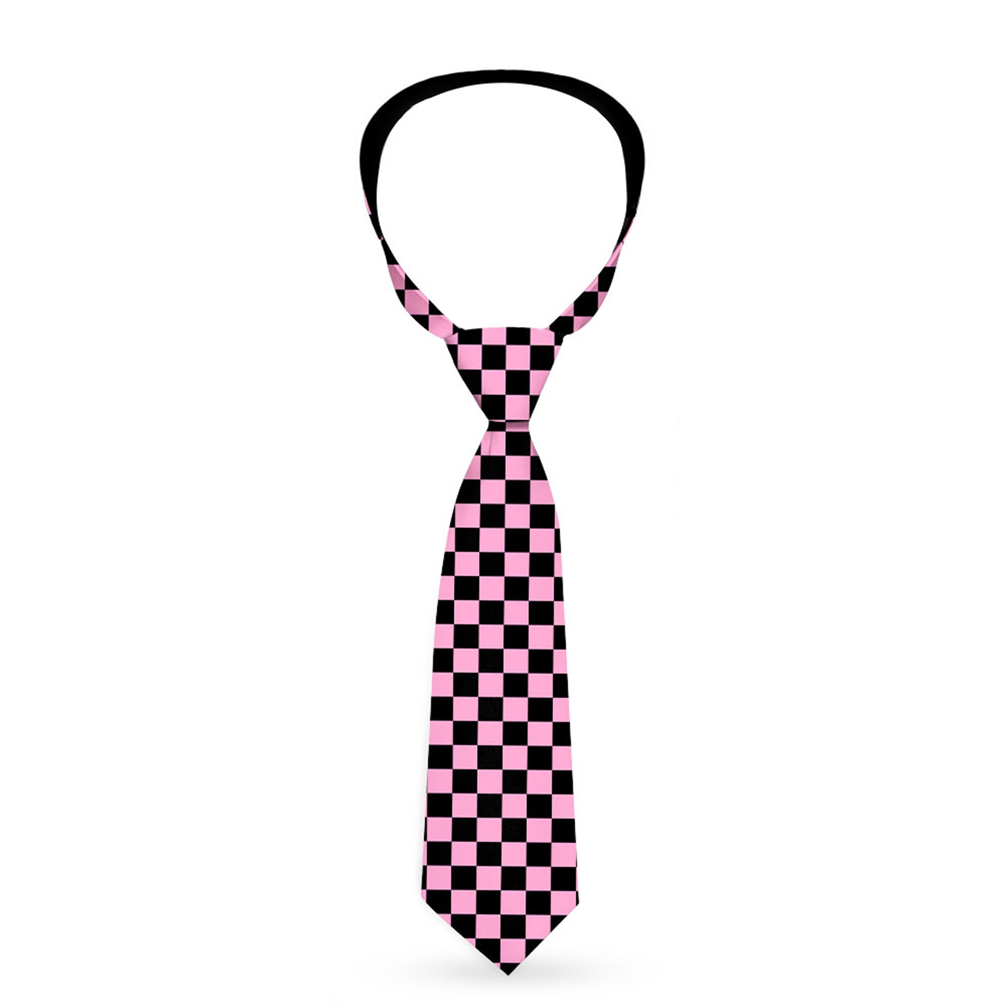 Buckle-Down Necktie - Checker Black/Baby Pink Neckties Buckle-Down