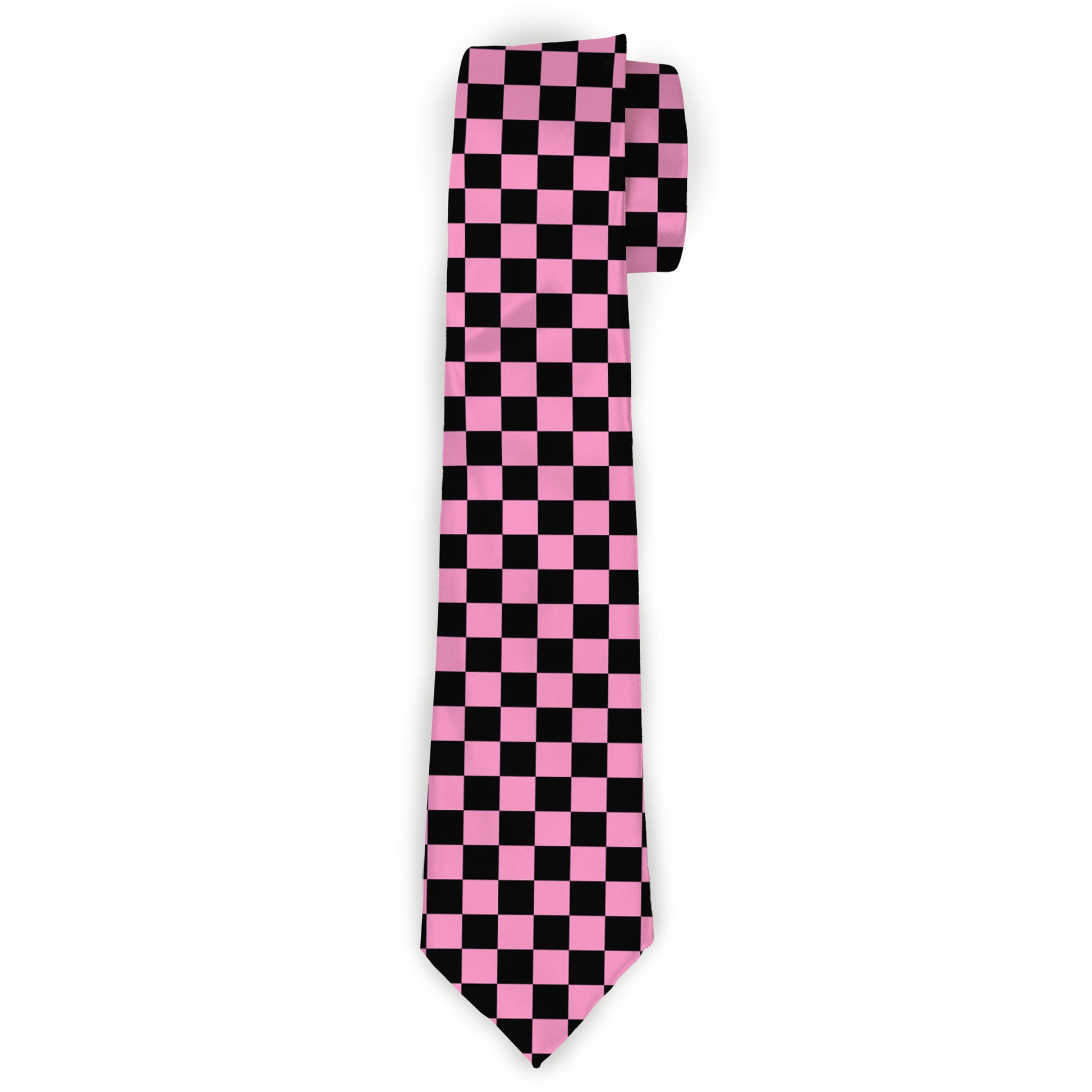 Buckle-Down Necktie - Checker Black/Baby Pink Neckties Buckle-Down