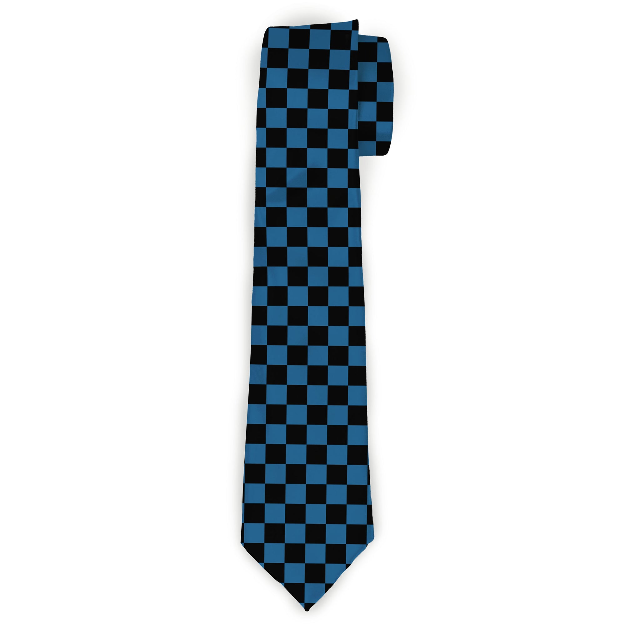 Buckle-Down Necktie - Checker Black/Turquoise Neckties Buckle-Down