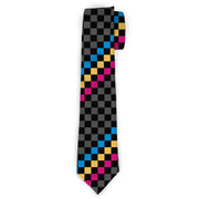 Buckle-Down Necktie - Checker Stripe Black/Gray/Blue/Gold/Pink Neckties Buckle-Down