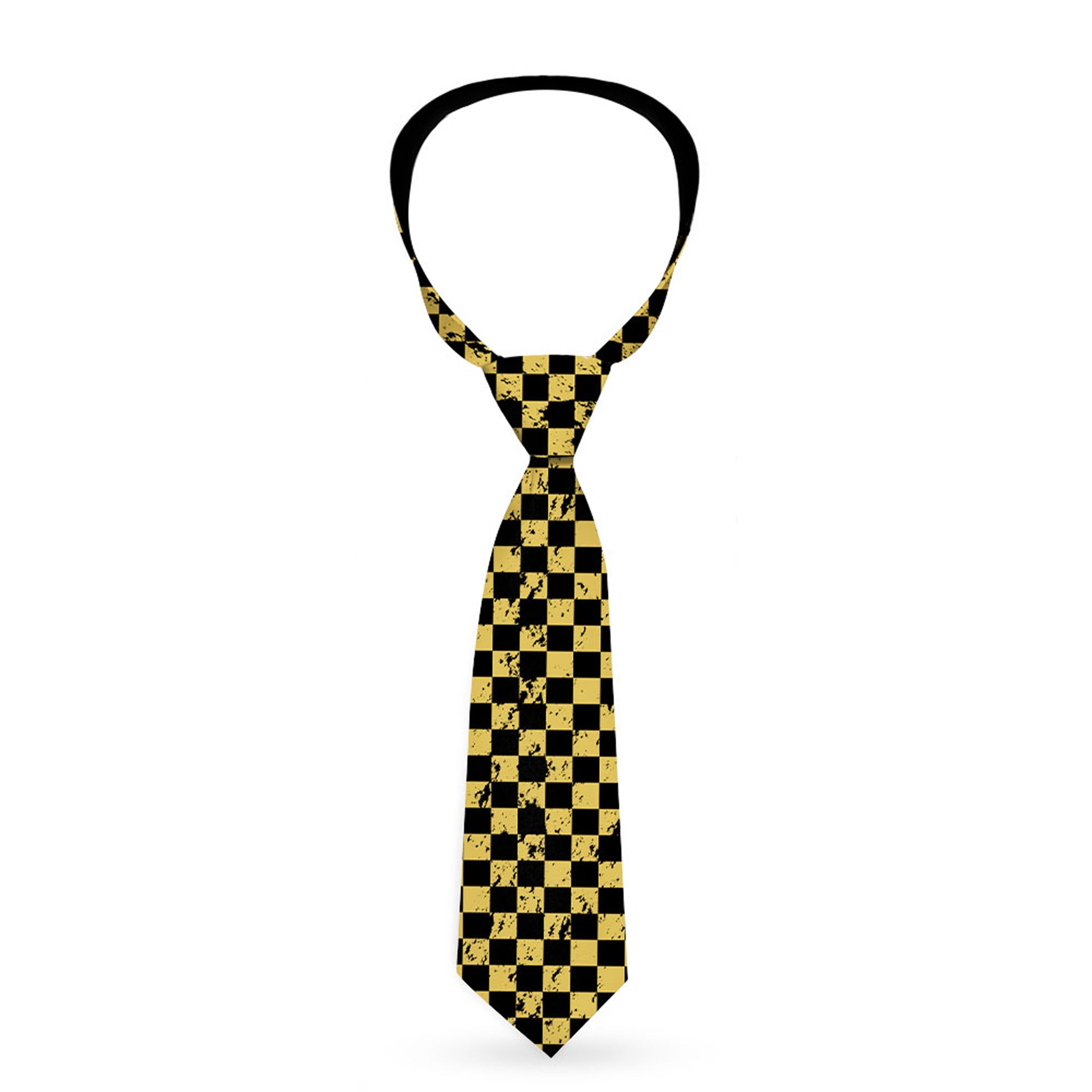 Buckle-Down Necktie - Checker Weathered Black/Yellow Neckties Buckle-Down