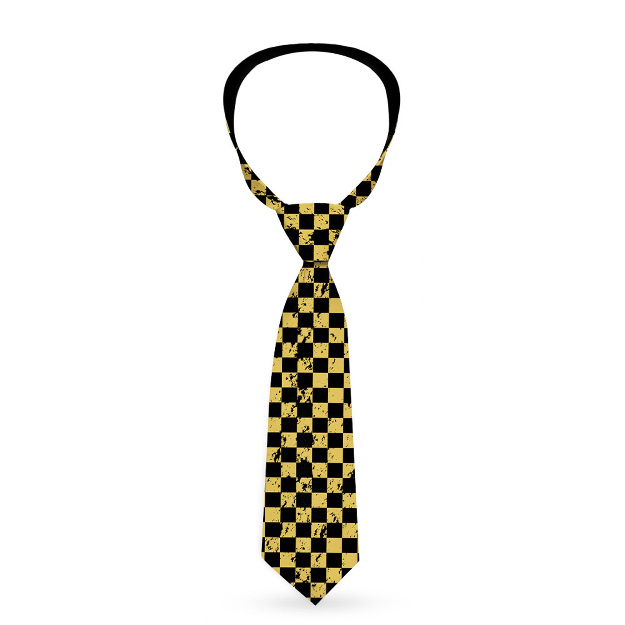 Buckle-Down Necktie - Checker Weathered Black/Yellow Neckties Buckle-Down