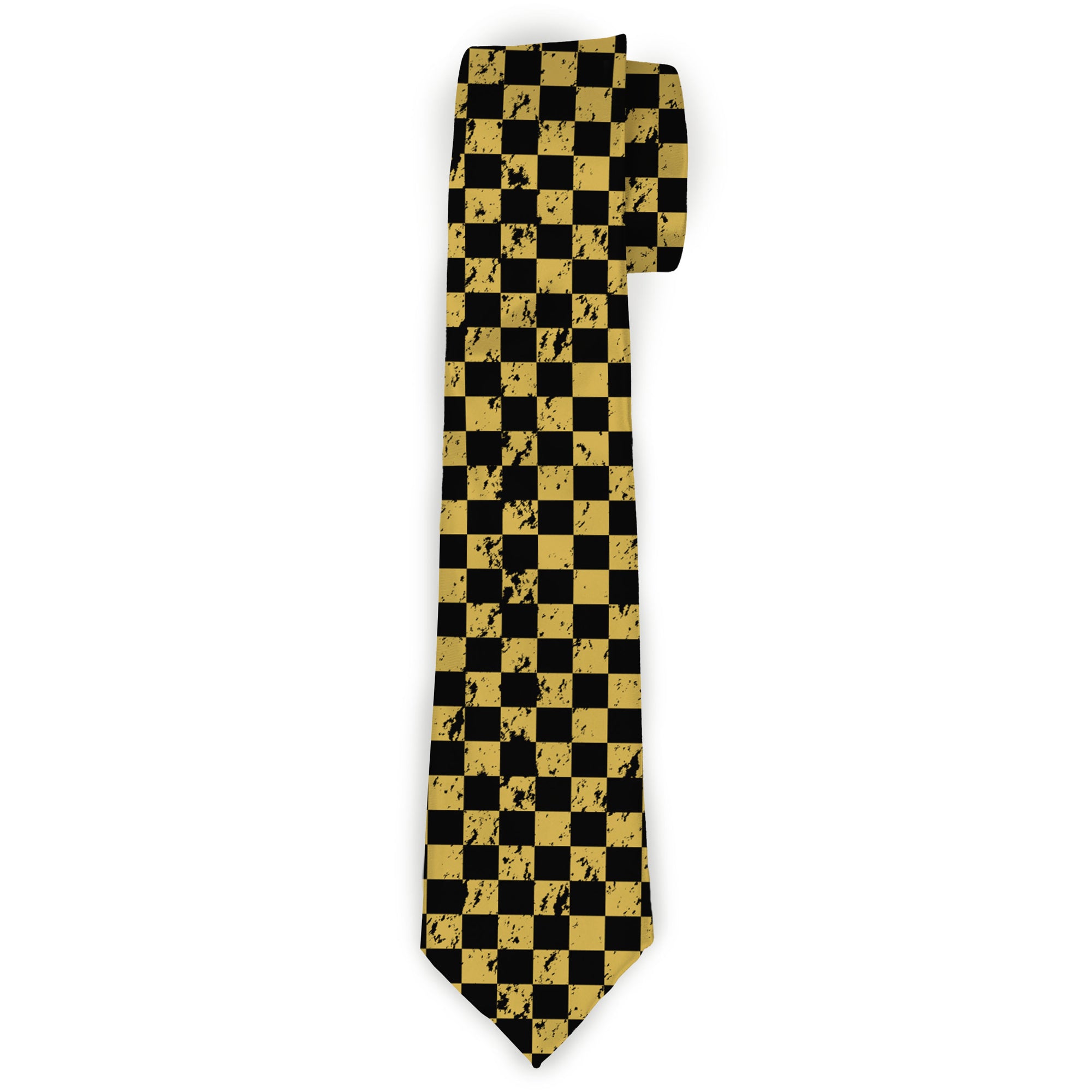 Buckle-Down Necktie - Checker Weathered Black/Yellow Neckties Buckle-Down