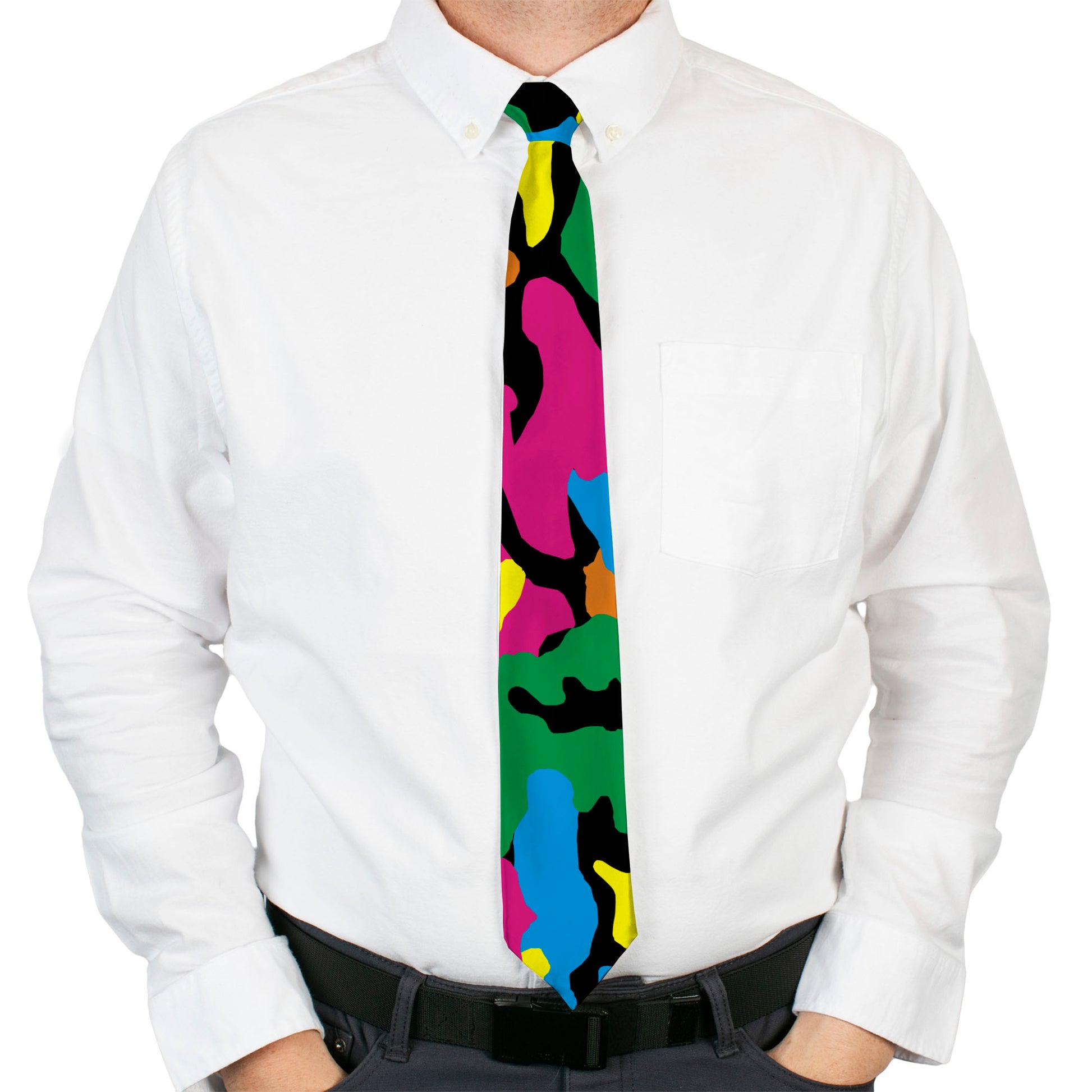 Buckle-Down Necktie - Camo Multi Neon Neckties Buckle-Down