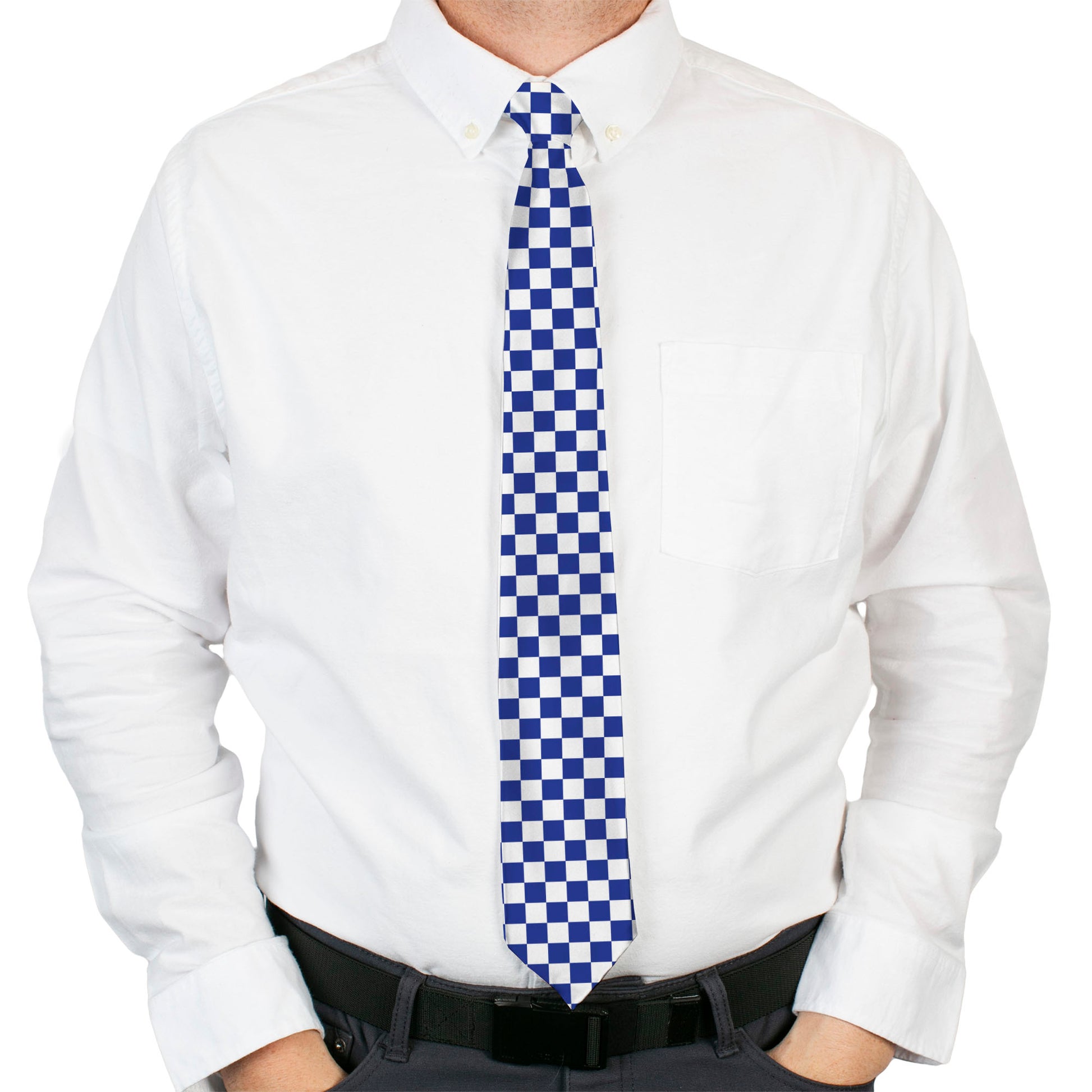 Buckle-Down Necktie - Checker BlueKU/White Neckties Buckle-Down