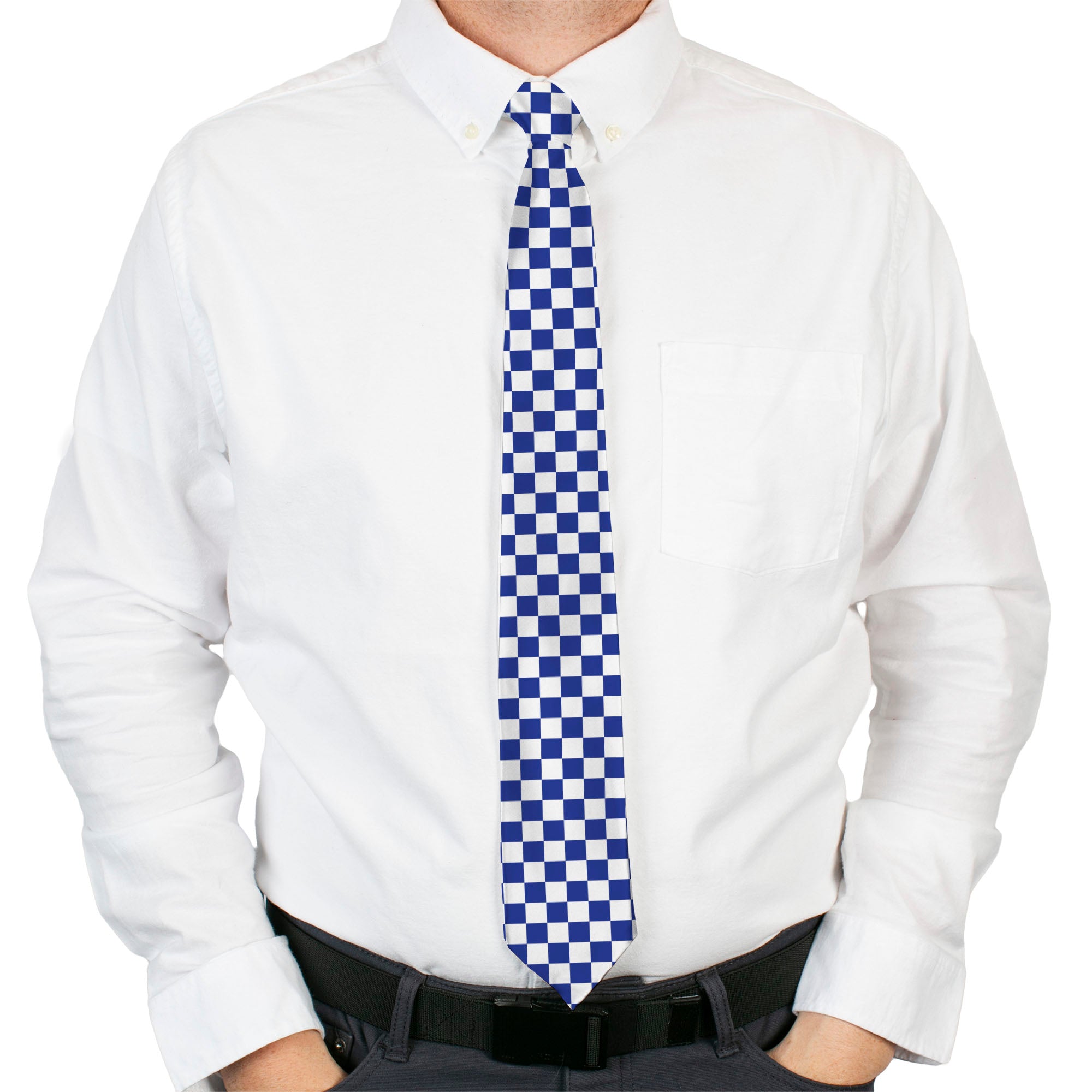 Buckle-Down Necktie - Checker BlueKU/White Neckties Buckle-Down