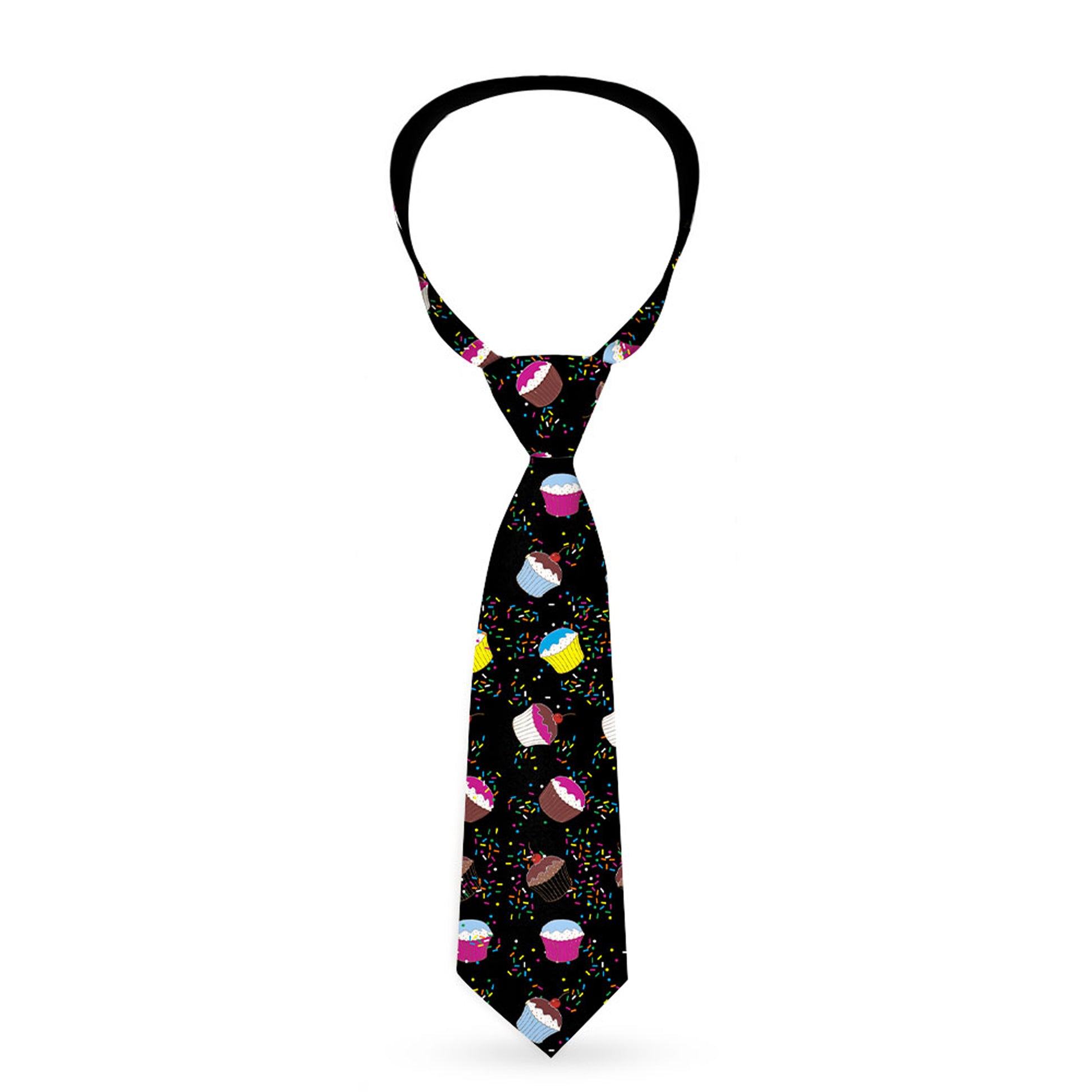 Buckle-Down Necktie - Cupcake Sprinkles Black/Multi Color Neckties Buckle-Down