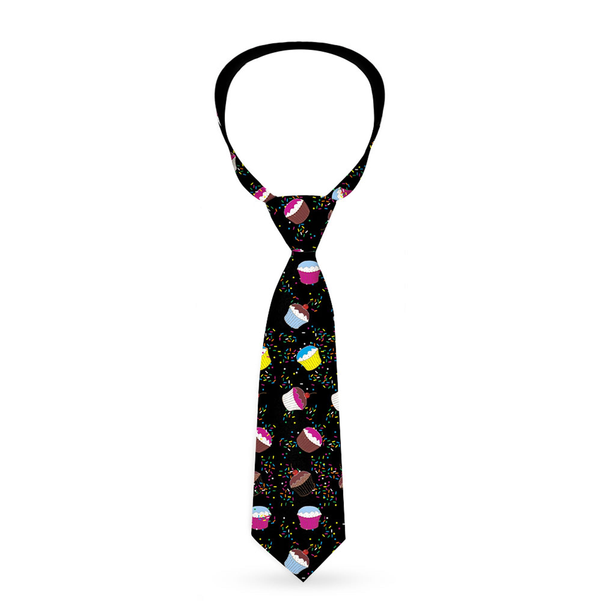 Buckle-Down Necktie - Cupcake Sprinkles Black/Multi Color Neckties Buckle-Down