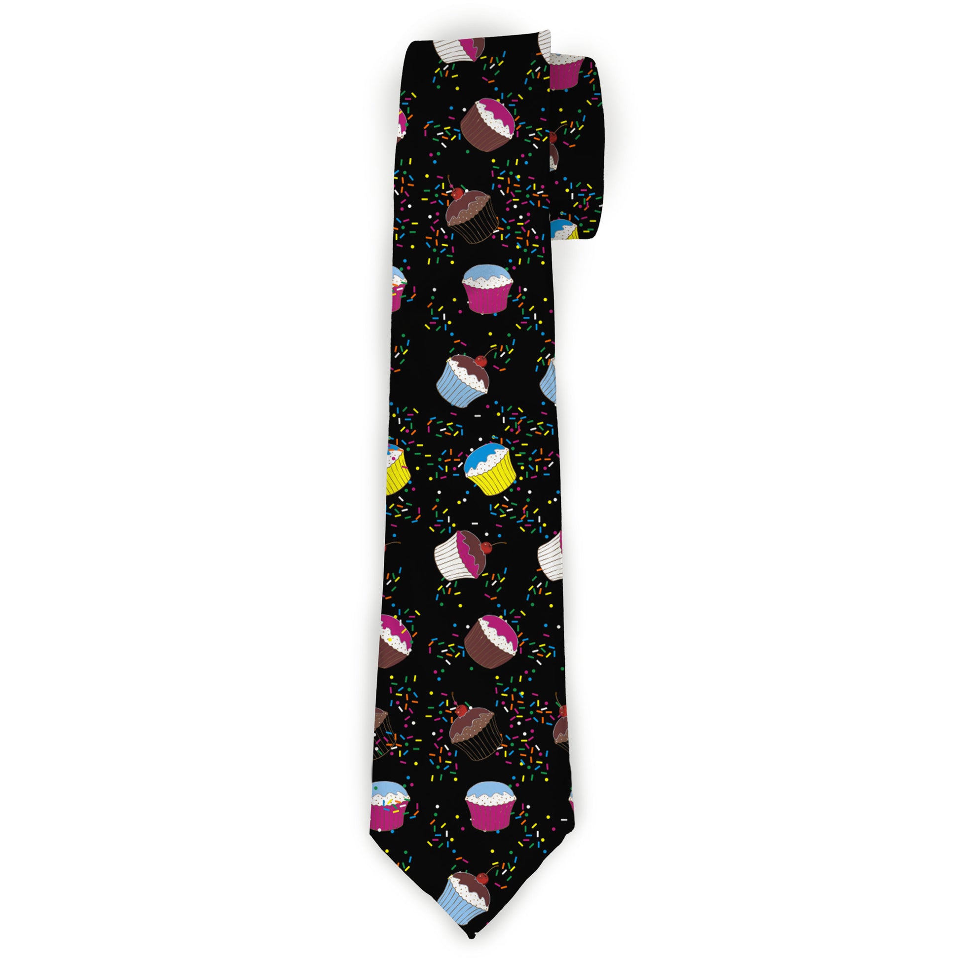 Buckle-Down Necktie - Cupcake Sprinkles Black/Multi Color Neckties Buckle-Down
