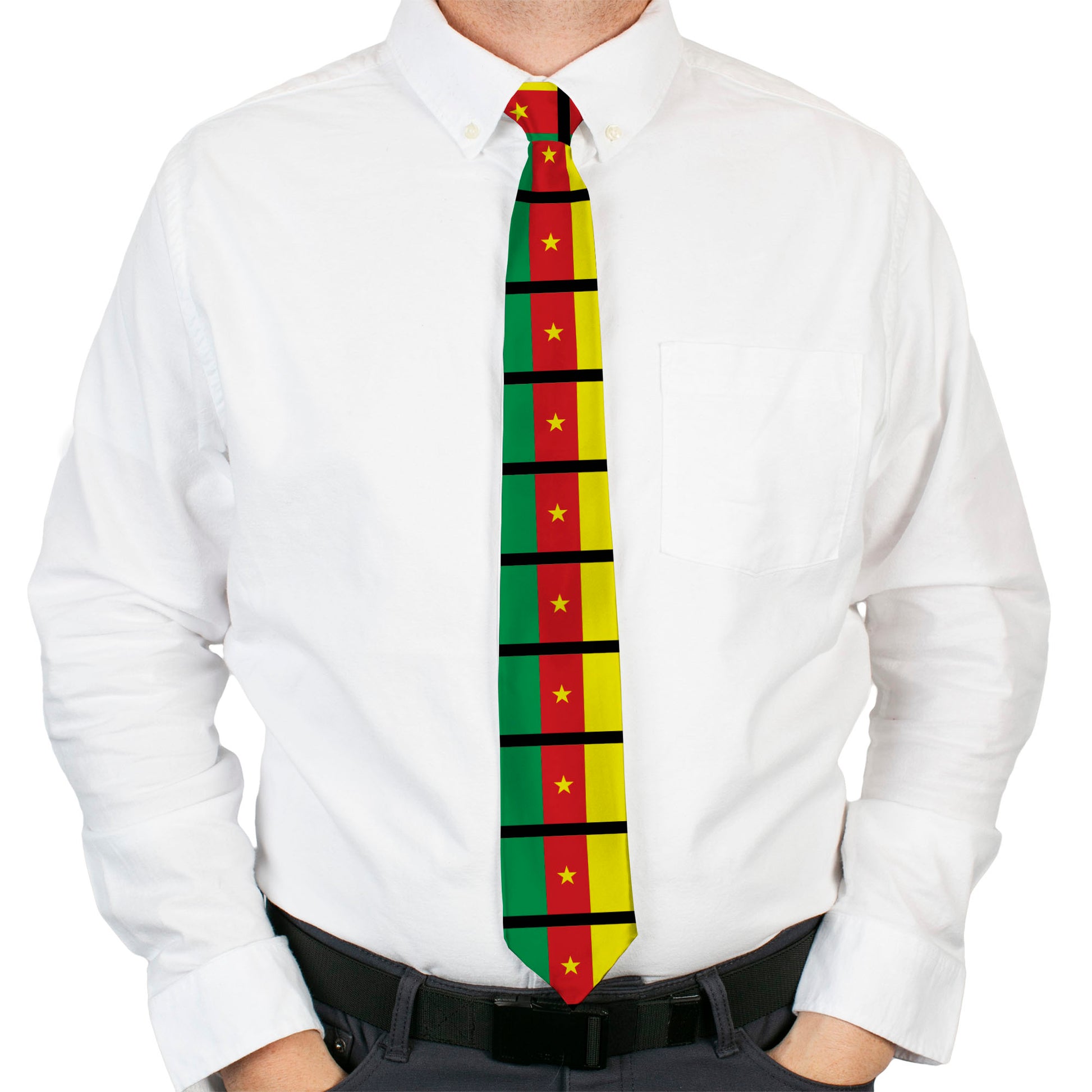 Buckle-Down Necktie - Cameroon Flags Neckties Buckle-Down