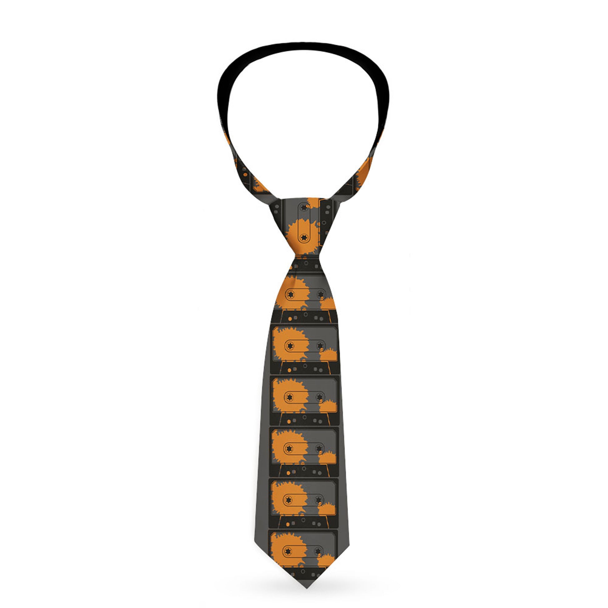 Buckle-Down Necktie - Cassette Splatter Gray/Orange Neckties Buckle-Down